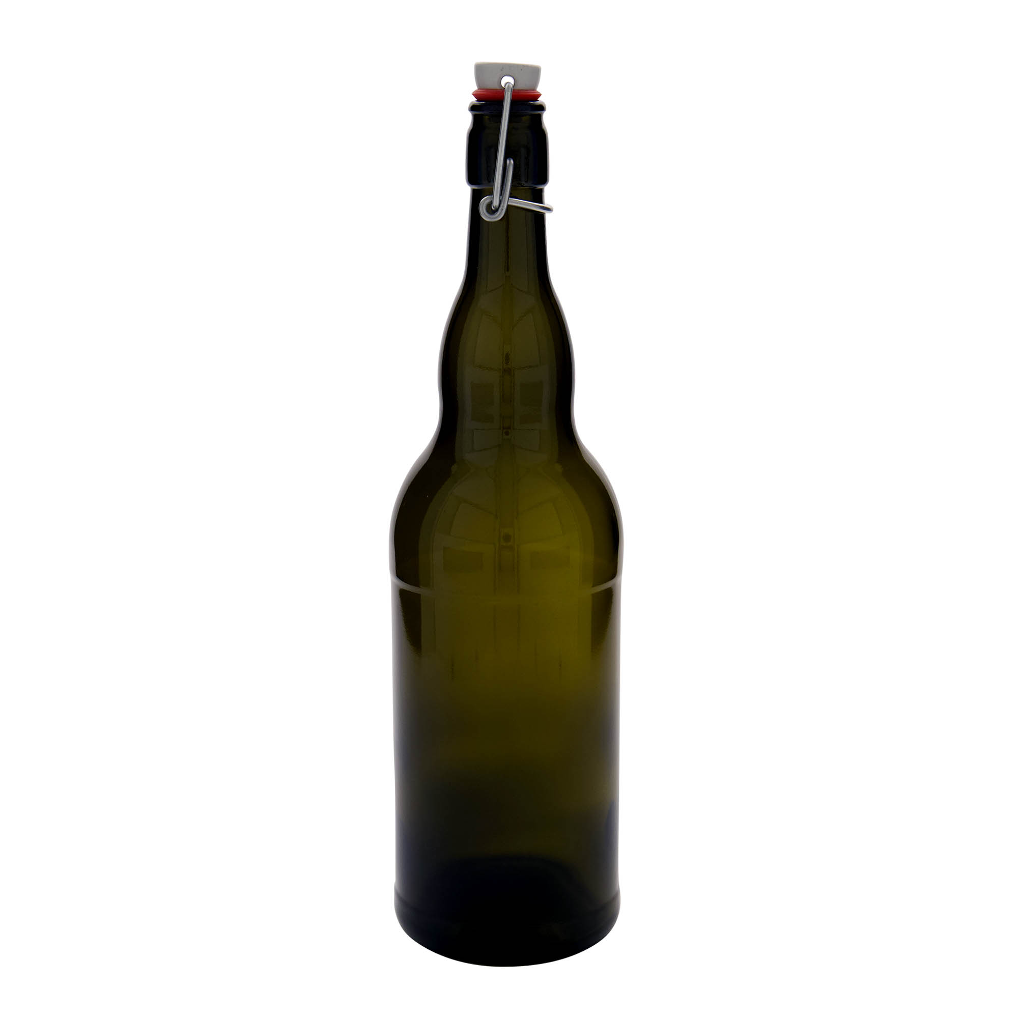 Bierflesje België, 1000 ml, glas, antiekgroen, monding: beugelsluiting Bierflesje België, 1000 ml, glas, antiekgroen, monding: beugelsluiting