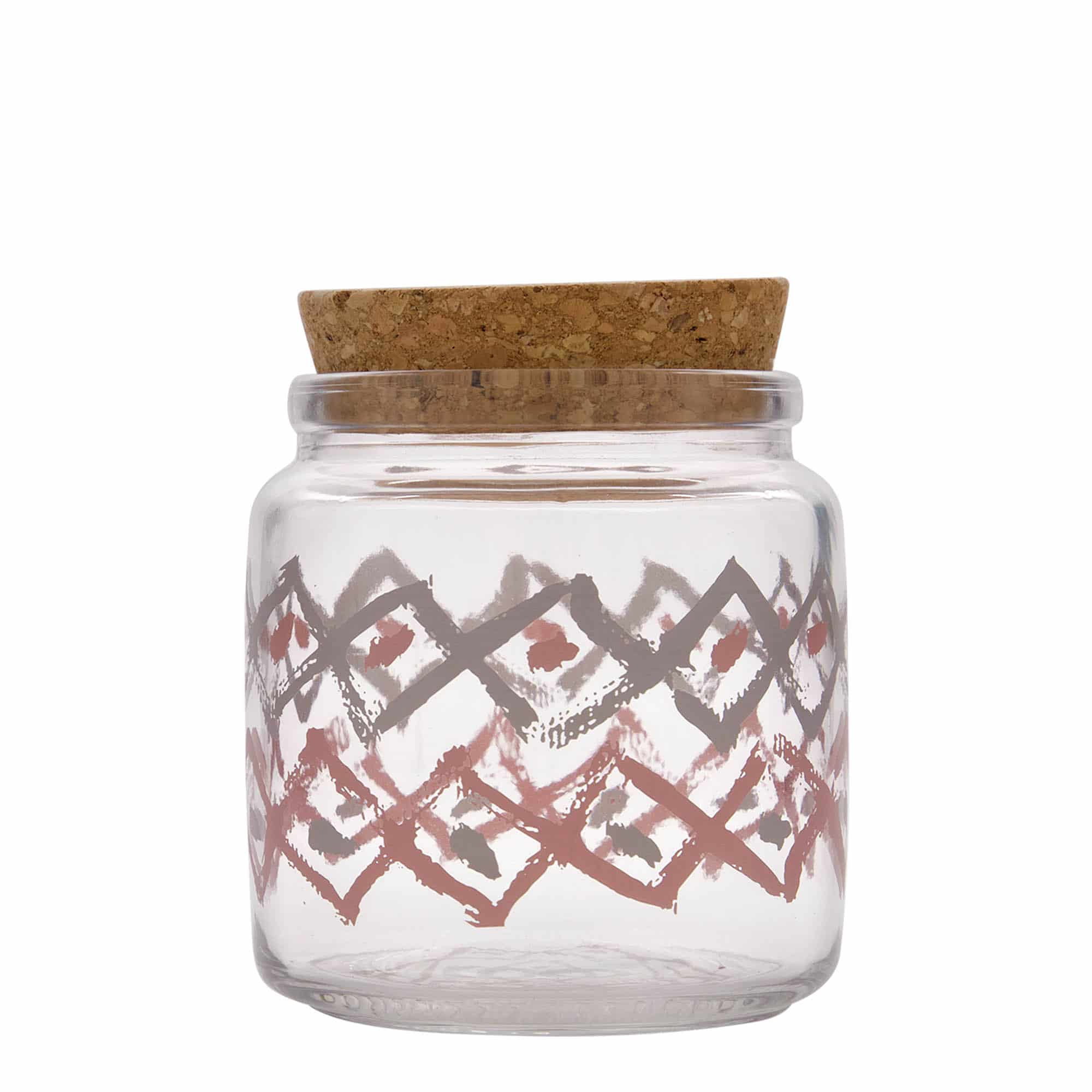 Bocal avec bouchon liège 750 ml 'Giara', motif : manolibera rosa, bouchage: bouchon