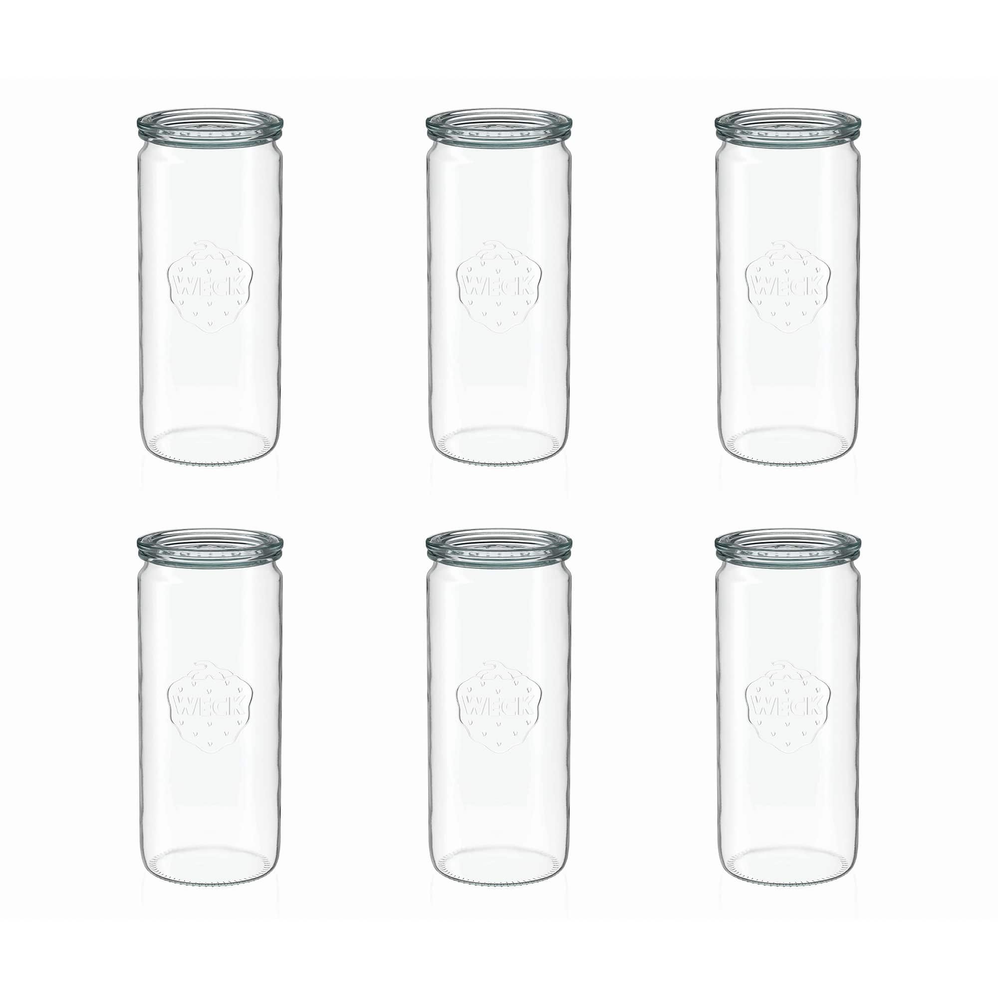 6x 1040 ml WECK-cilinderglas met glazen deksel RR 80