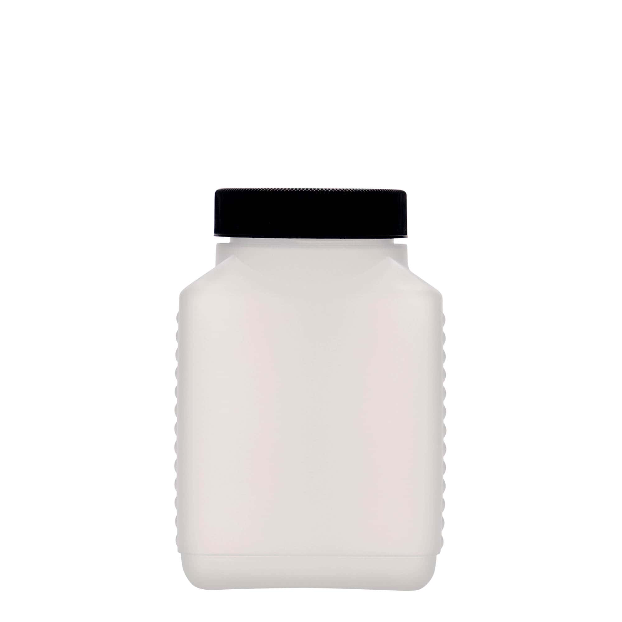 Bouteille à col large 500 ml, rectangulaire, plastique PEHD, nature, bouchage: DIN 60 EPE Bouteille à col large 500 ml, rectangulaire, plastique PEHD, nature, bouchage: DIN 60 EPE