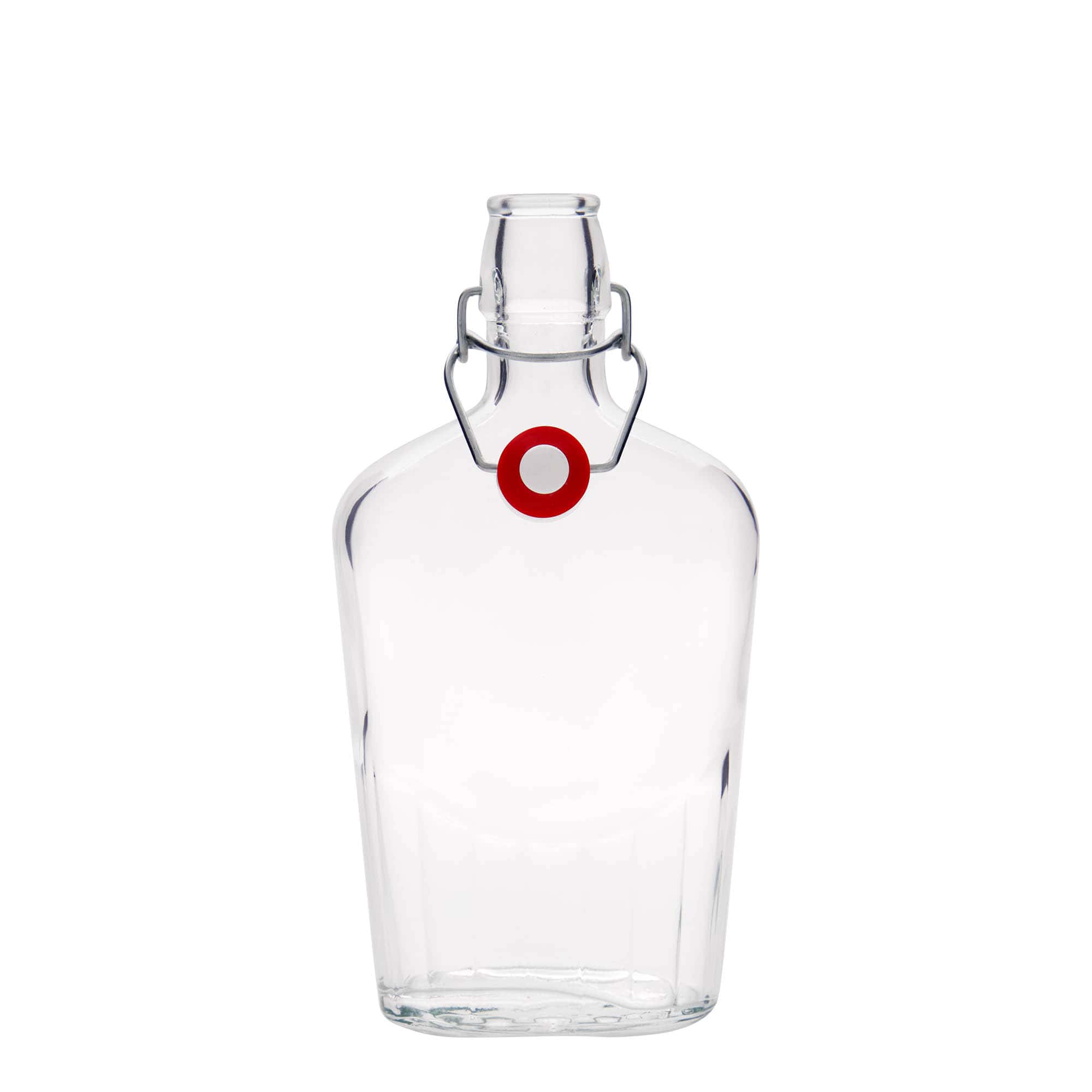 Glazen fles 'Fiaschetta', 500 ml, ovaal, monding: beugelsluiting Glazen fles 'Fiaschetta', 500 ml, ovaal, monding: beugelsluiting
