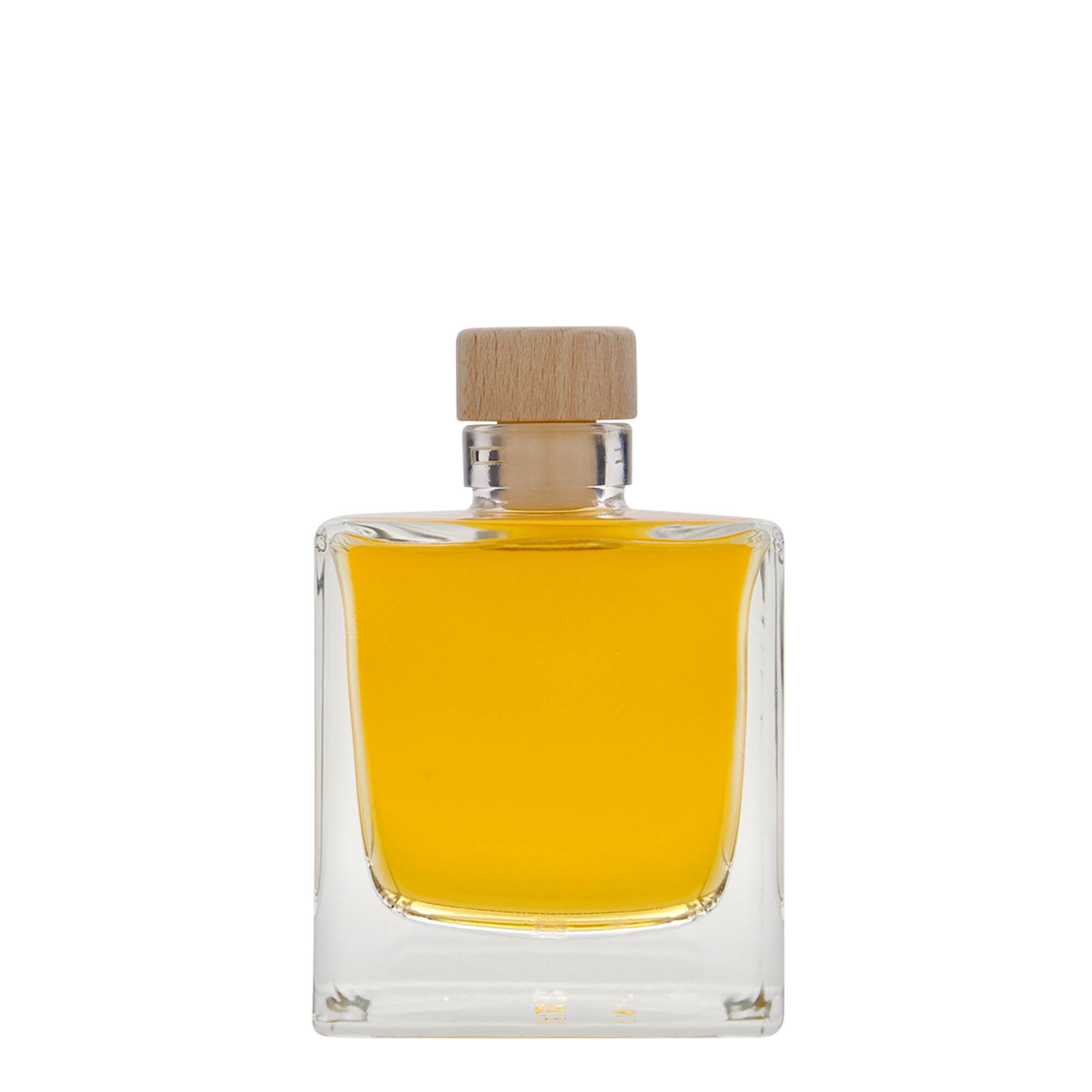 Glazen fles 'Cube', 200 ml, vierkant, monding: kurk Glazen fles 'Cube', 200 ml, vierkant, monding: kurk