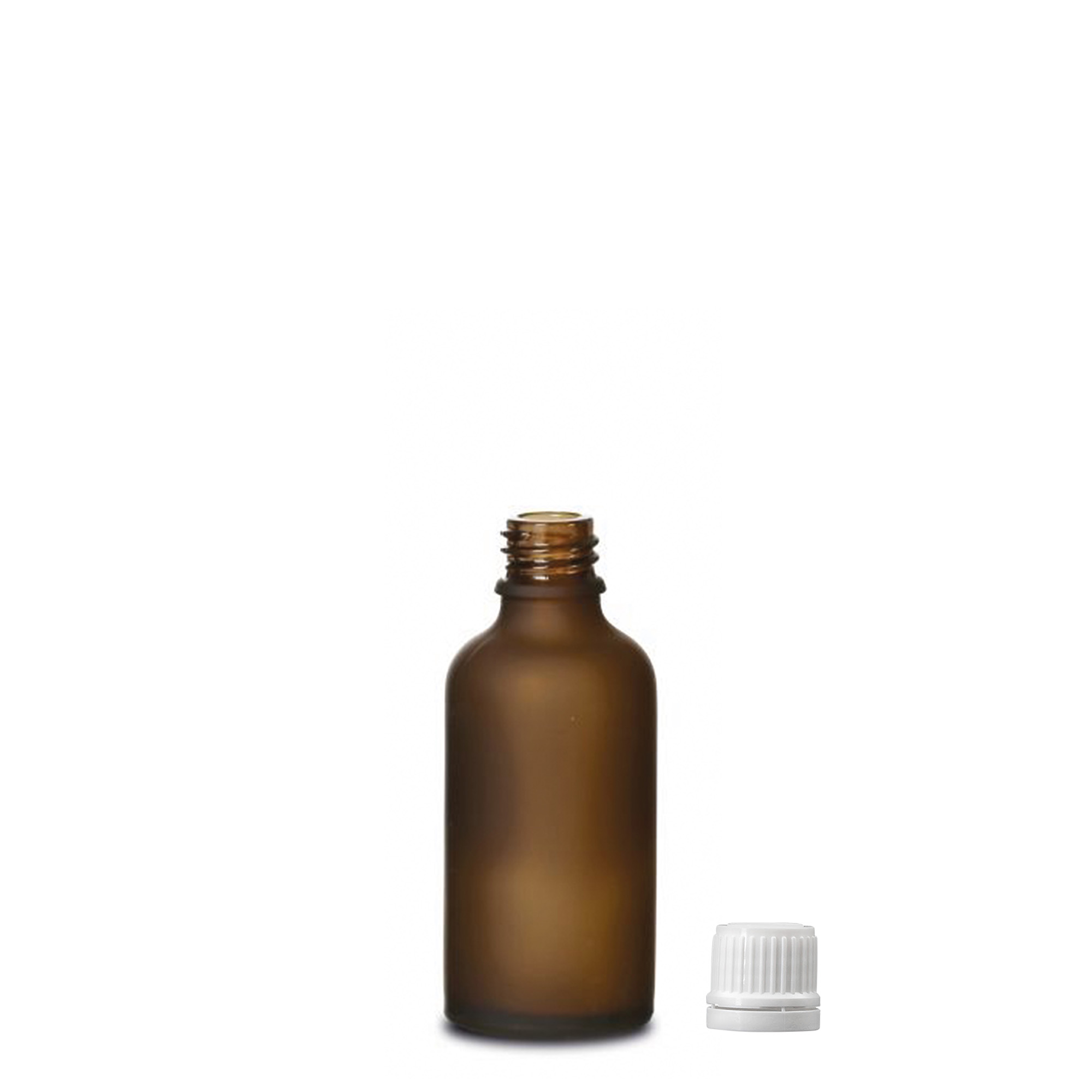 Flacon médical 50ml, verre, brun givré, goulot : DIN 18