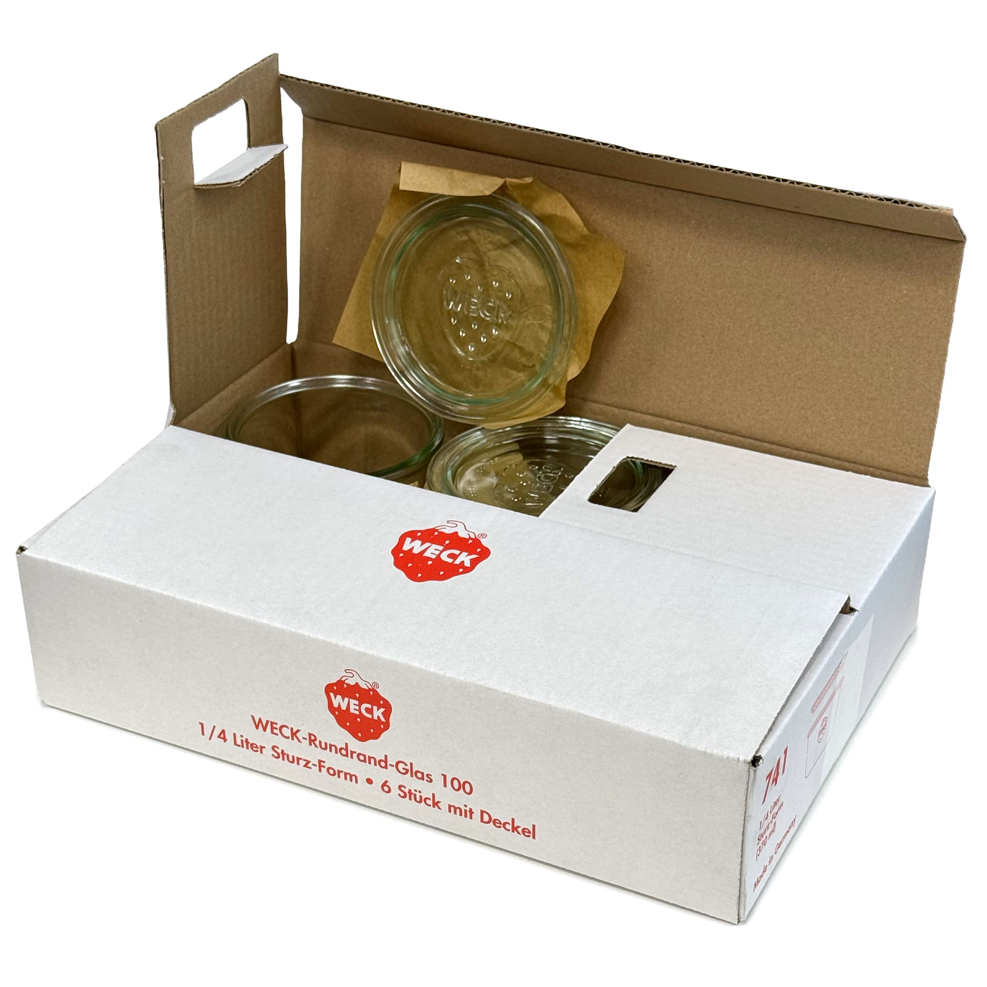 6x 370 ml WECK-stortglas met glazen deksel RR 100