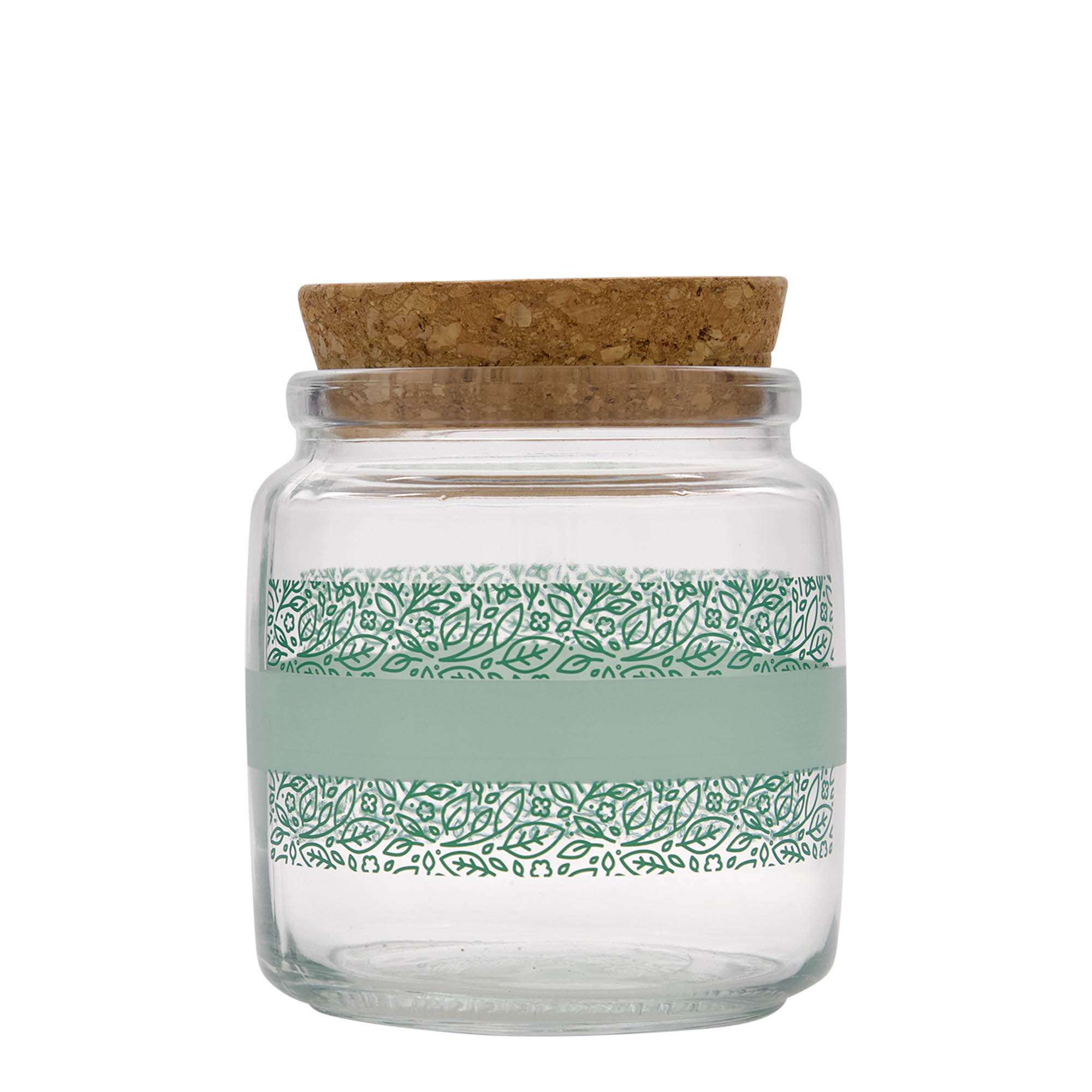 Bocal avec bouchon liège 750 ml 'Giara', motif : naturalmente verde, bouchage: bouchon Bocal avec bouchon liège 750 ml 'Giara', motif : naturalmente verde, bouchage: bouchon