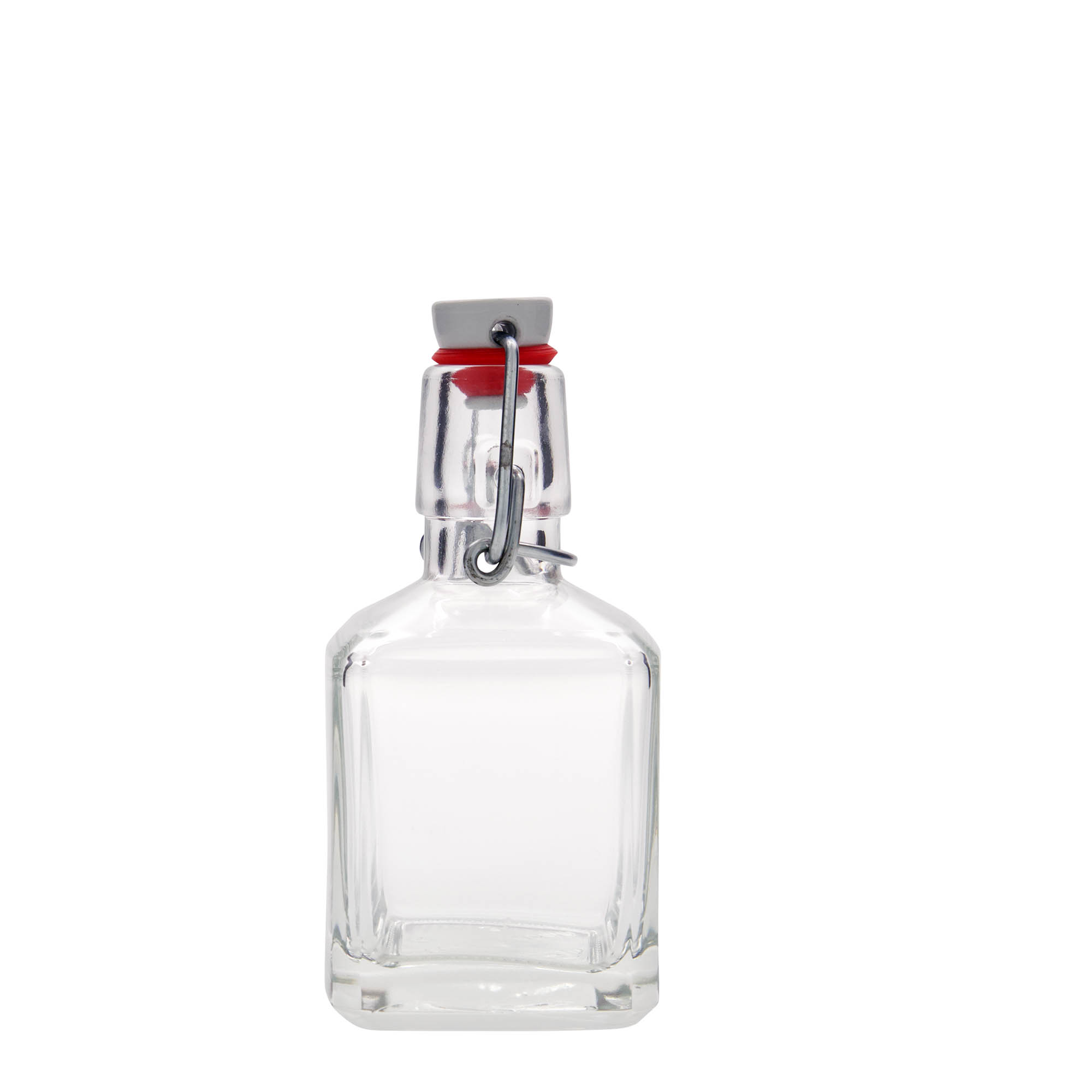 Glazen fles 'Kubica', 200 ml, vierkant, monding: beugelsluiting Glazen fles 'Kubica', 200 ml, vierkant, monding: beugelsluiting