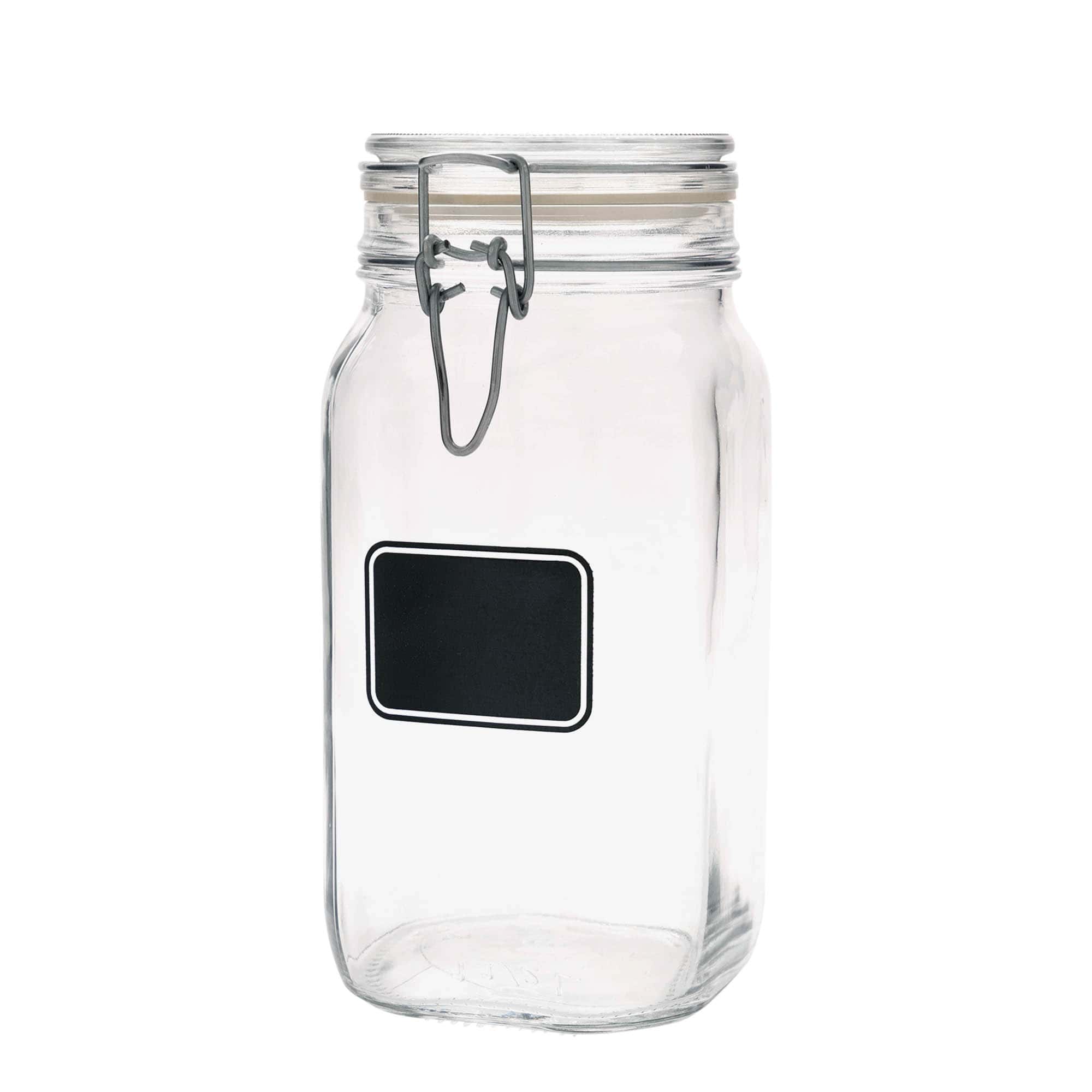 Pot met beugelsluiting 'Fido', 1500 ml, motief: etiketveld, vierkant, monding: beugelsluiting Pot met beugelsluiting 'Fido', 1500 ml, motief: etiketveld, vierkant, monding: beugelsluiting