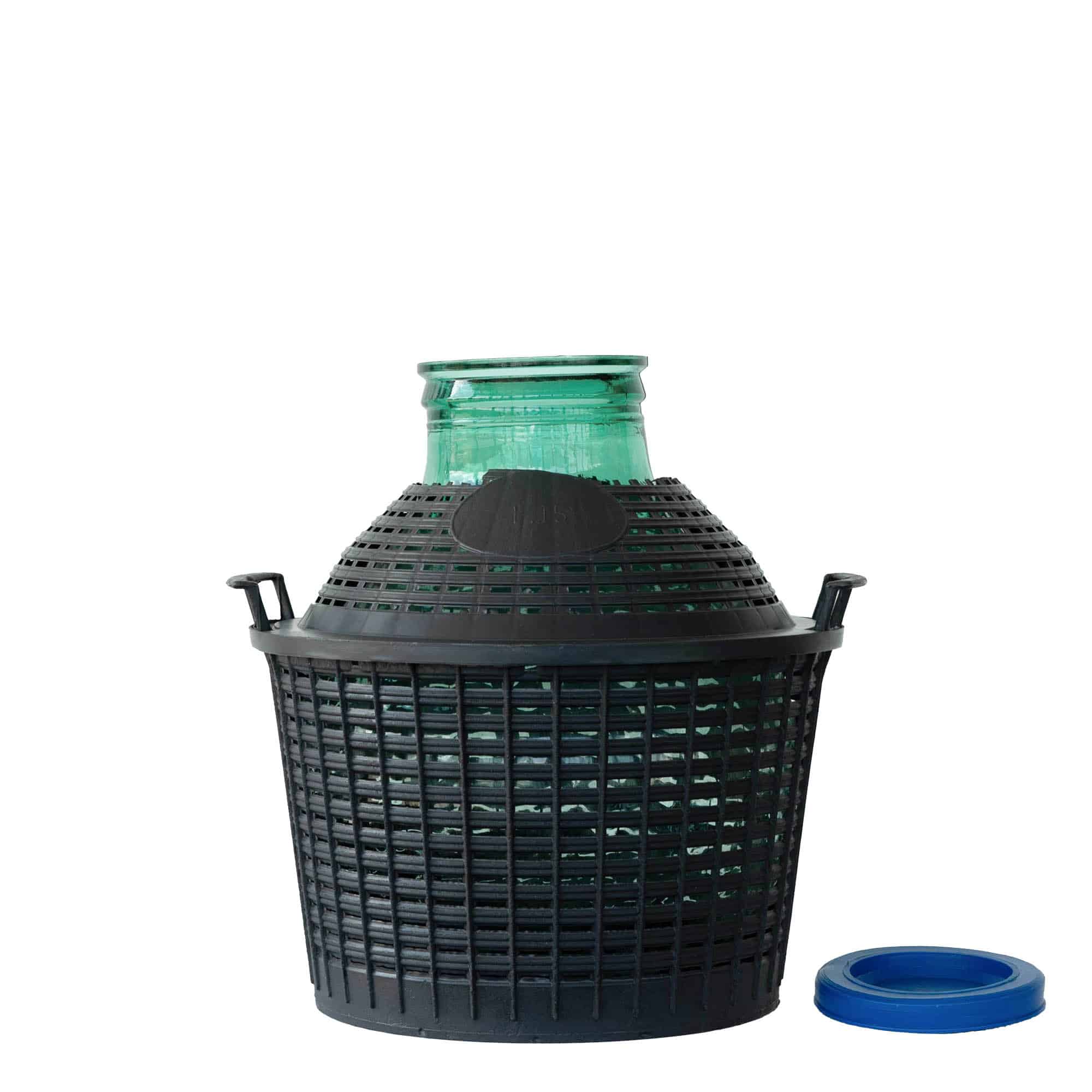 Ballonfles brede hals, 15 l, glas, monding: stulpdeksel