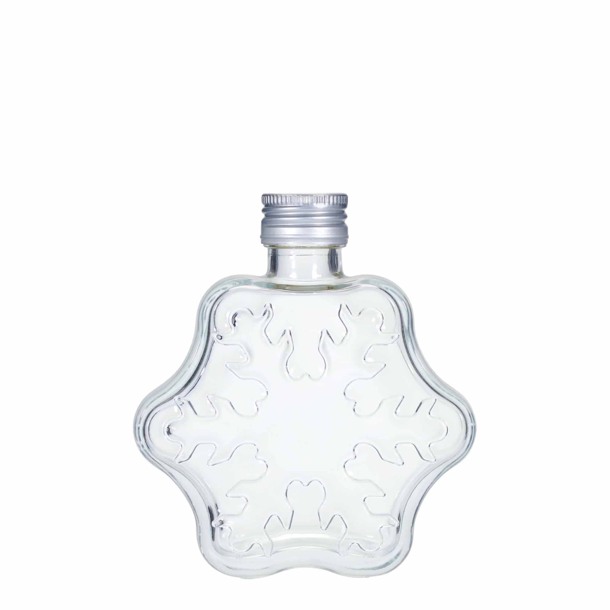 200 ml glazen fles 'Sneeuwvlok', mondstuk: PP 28