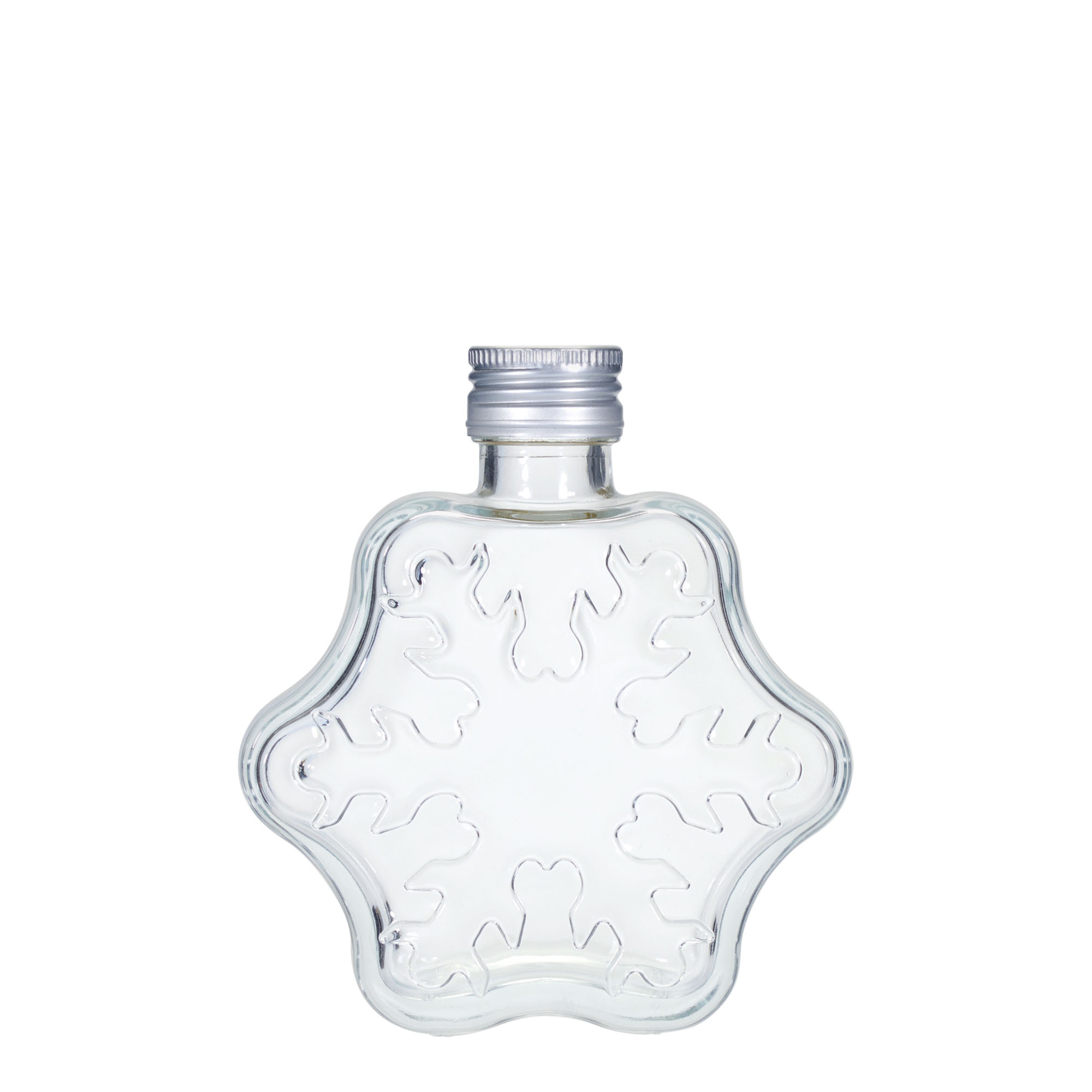 200 ml glazen fles 'Sneeuwvlok', mondstuk: PP 28