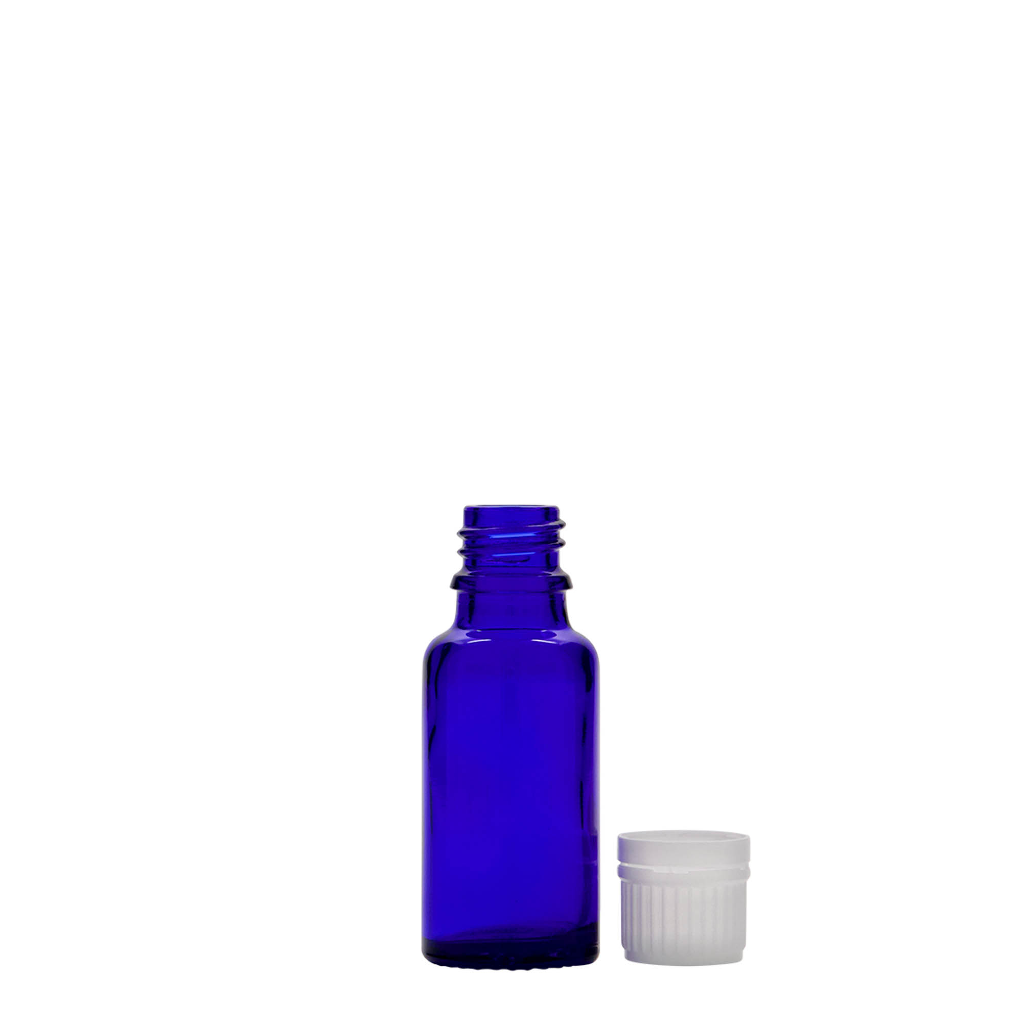 Medicijnfles, 20 ml, glas, koningsblauw, monding: DIN 18 Medicijnfles, 20 ml, glas, koningsblauw, monding: DIN 18