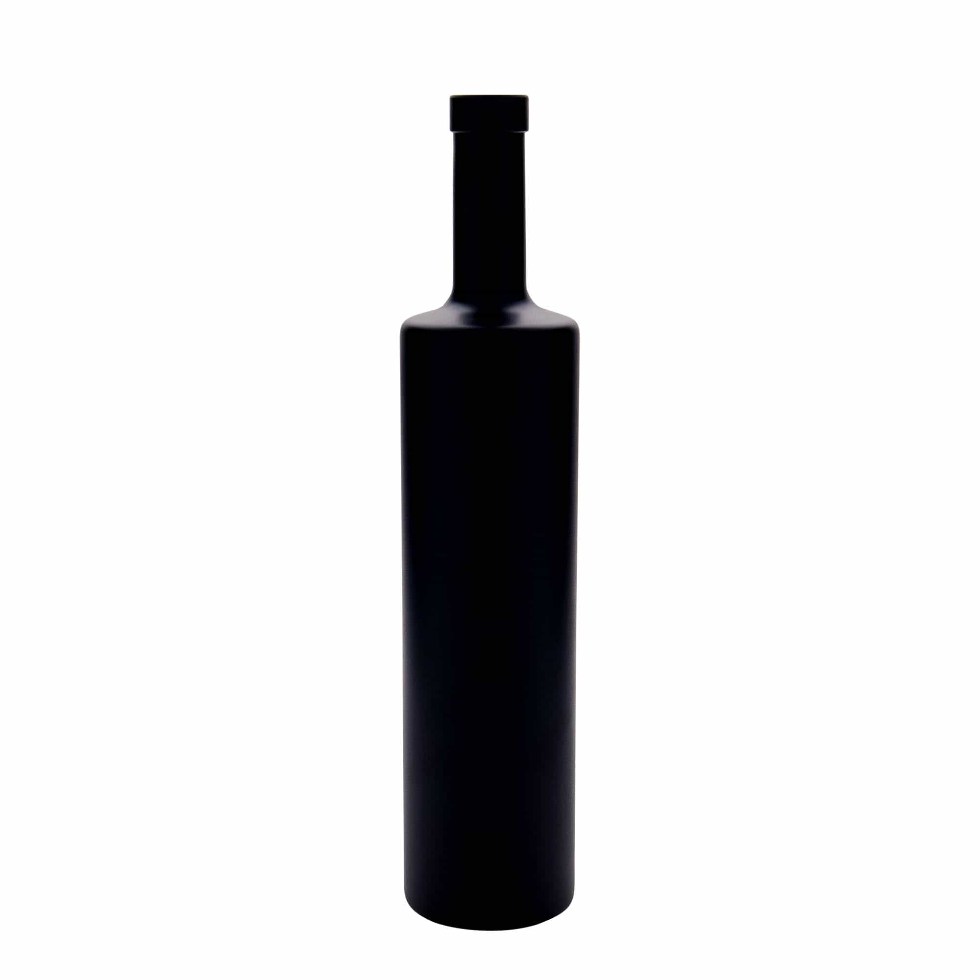 Glazen fles 'Centurio', 700 ml, zwart, monding: kurk Glazen fles 'Centurio', 700 ml, zwart, monding: kurk
