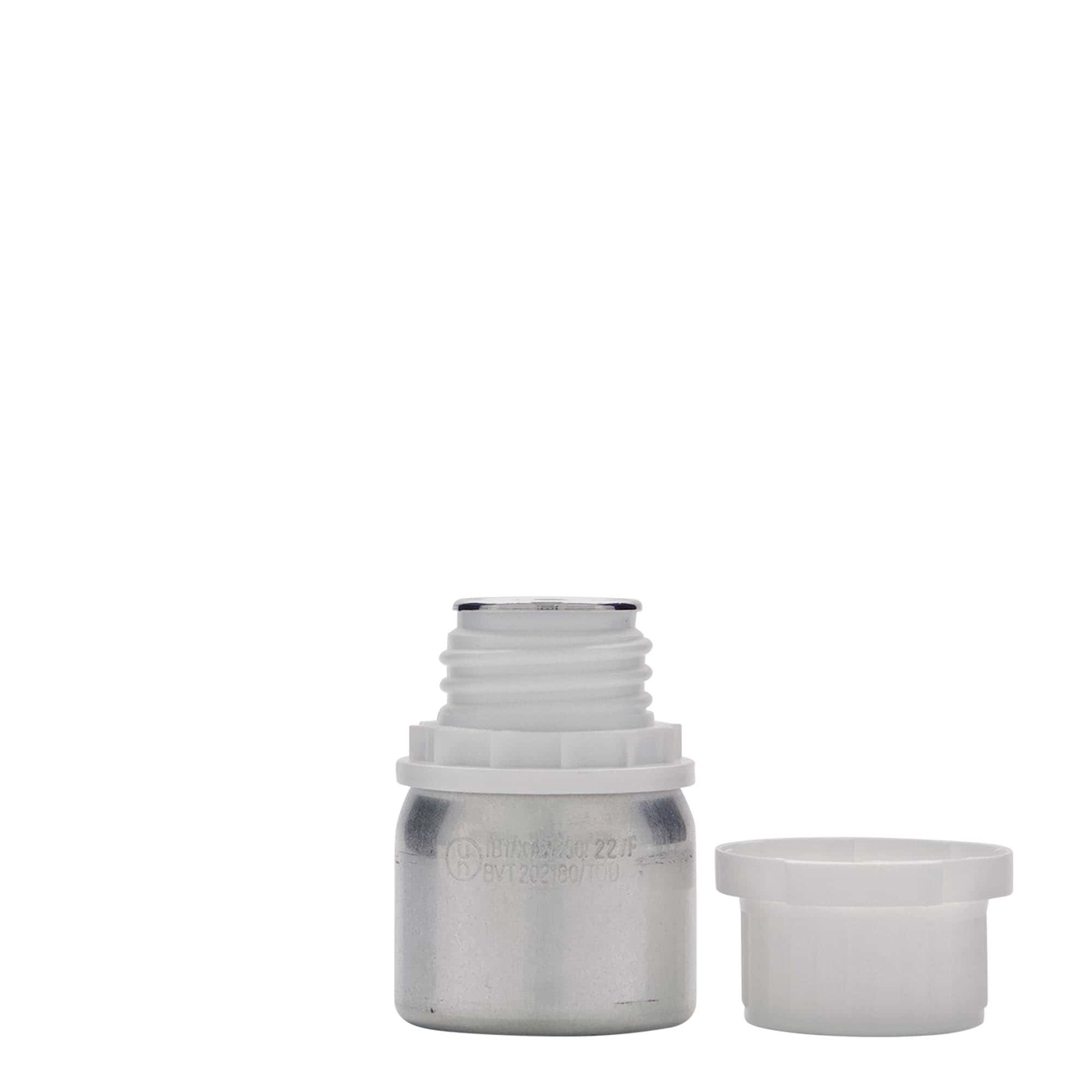 Aluminium fles, 50 ml, metaal, zilver, monding: DIN 32