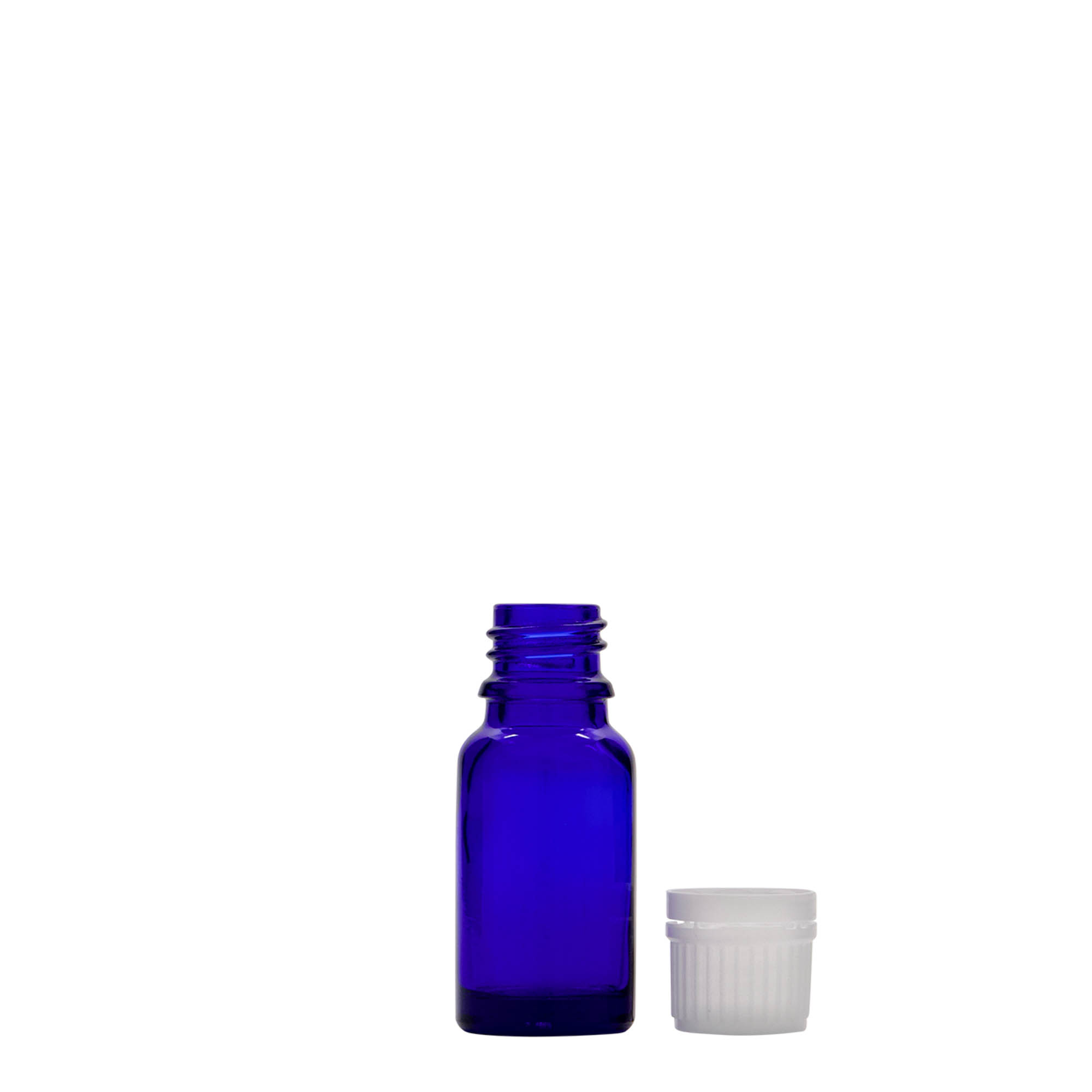 Flacon pharmaceutique 10 ml , verre, bleu roi, bouchage: DIN 18