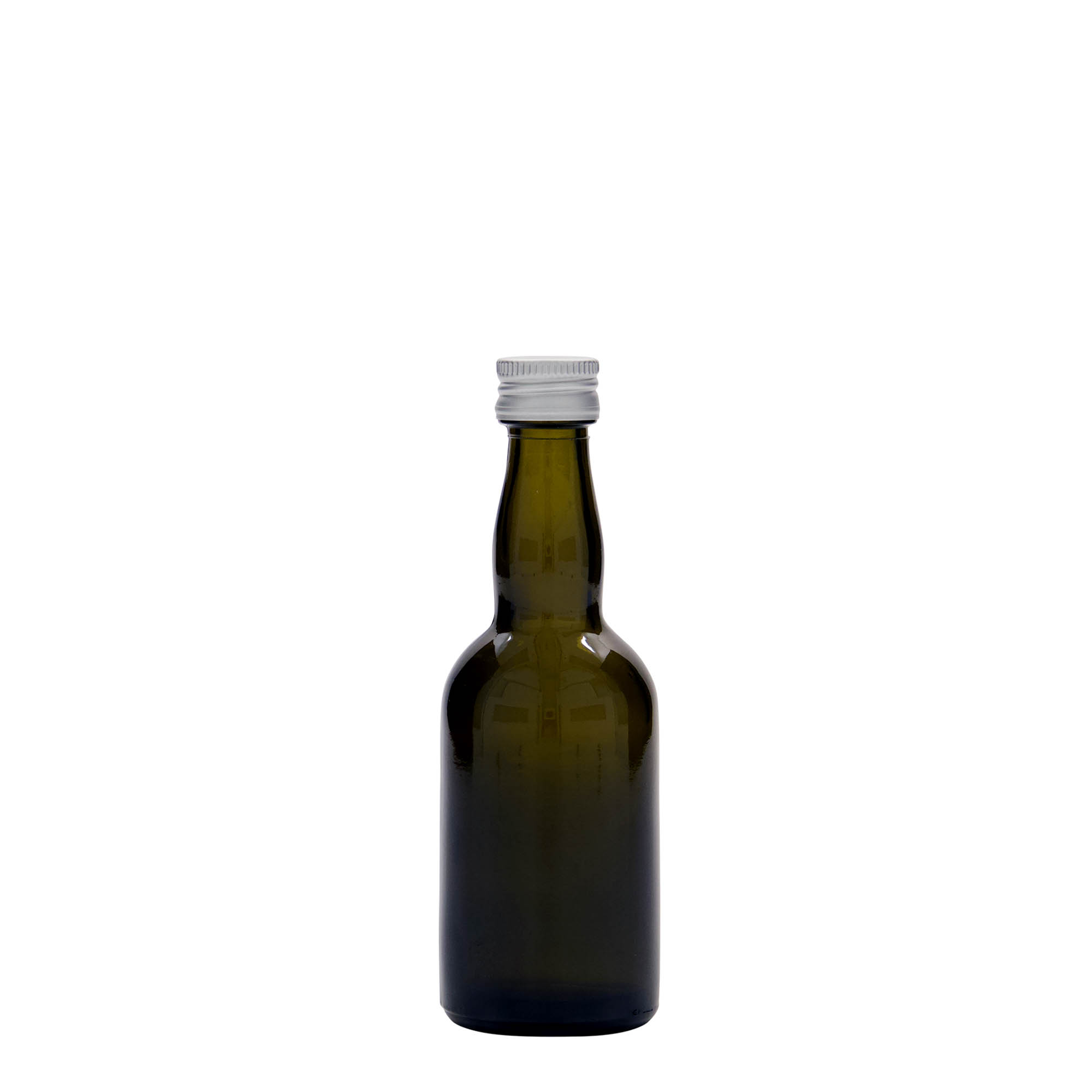 Glazen fles 'Proba', 50 ml, antiekgroen, monding: PP 18