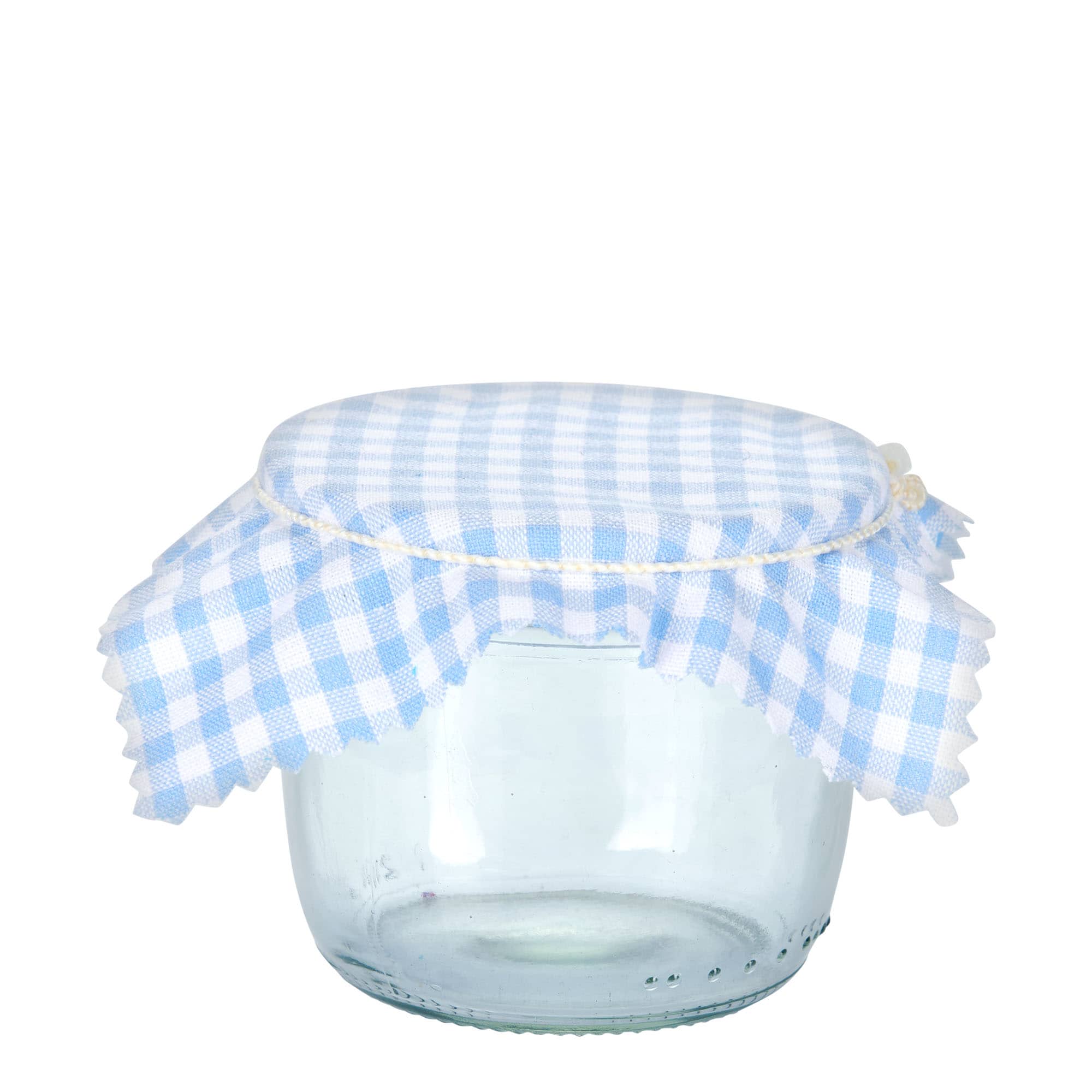 Stoffen lapje voor potten, geruit, 12x12, vierkant, textiel, lichtblauw, monding: TO38-TO53