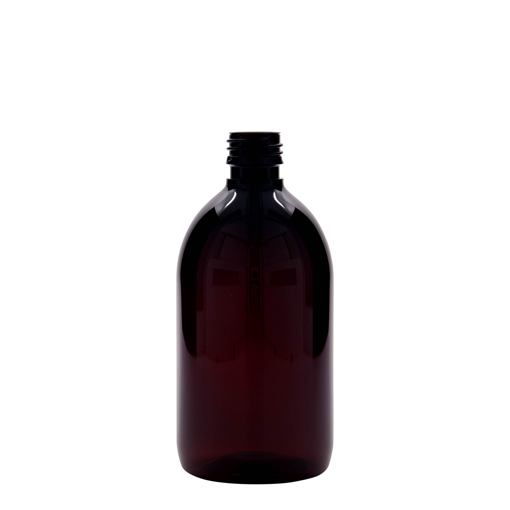 Pet-medicijnfles, 500 ml, bruin, kunststof, monding: PP 28 Pet-medicijnfles, 500 ml, bruin, kunststof, monding: PP 28