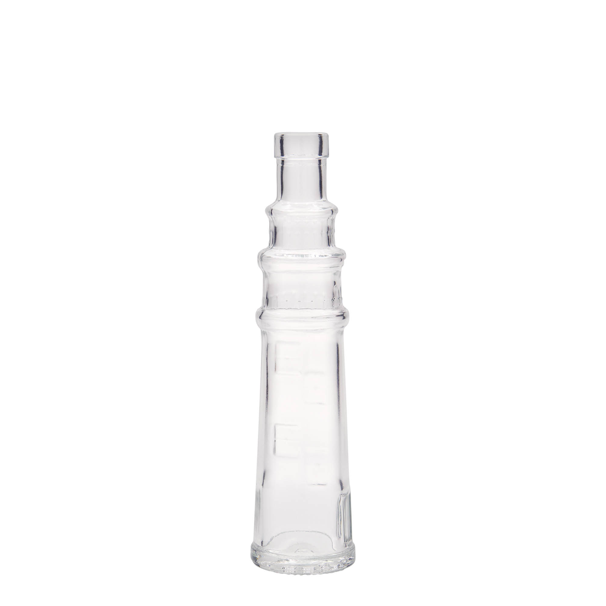 Glazen fles 'Vuurtoren', 100 ml, monding: kurk