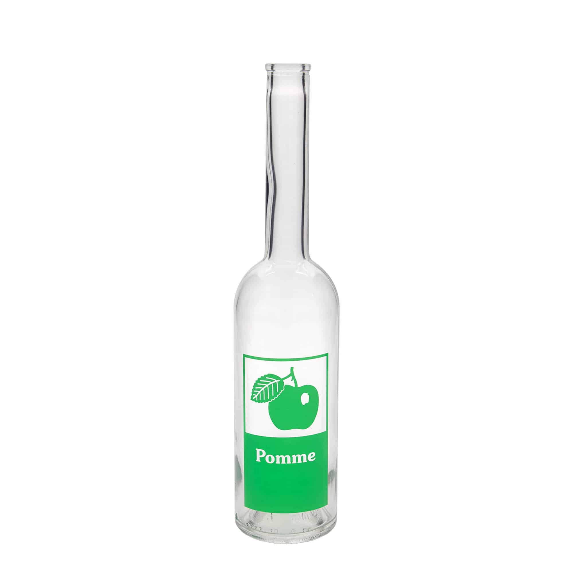 Bouteille en verre 500 ml « Opera », motif : pomme, bouchage: bouchon