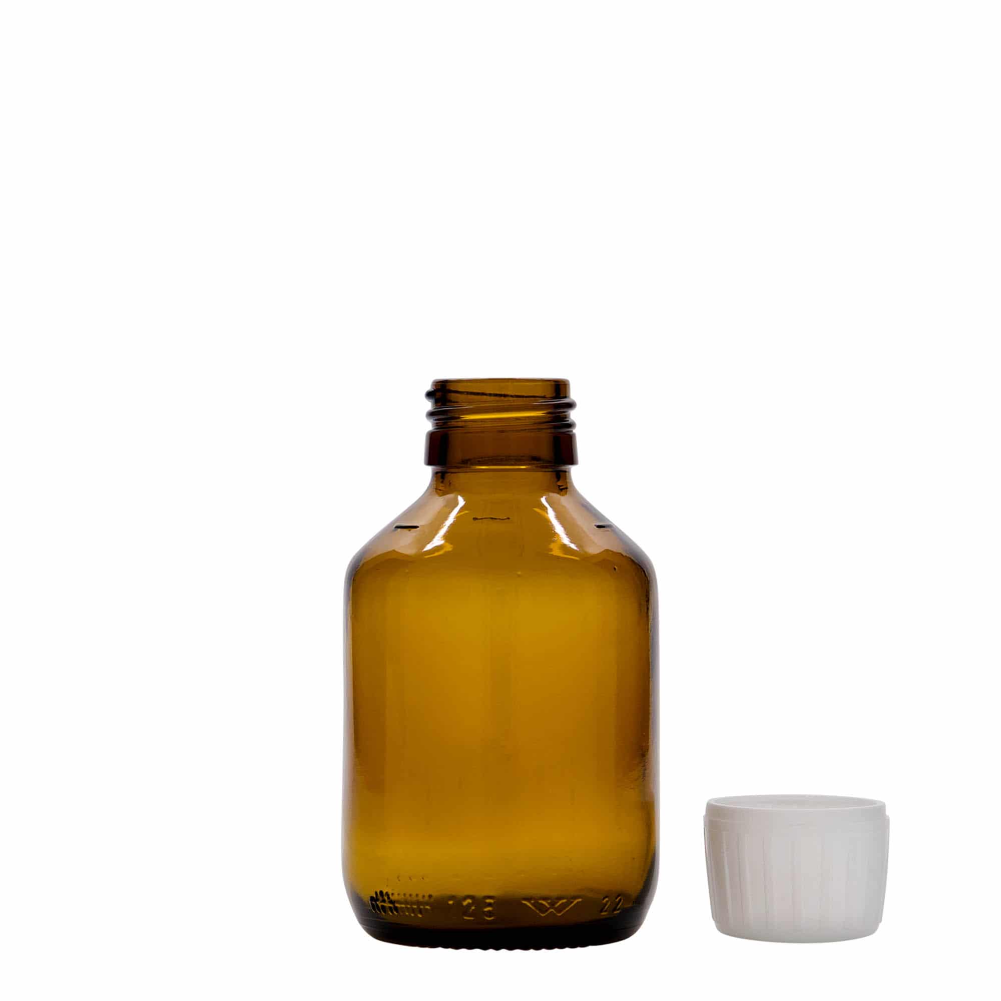 Flacon pharmaceutique 125 ml, marron, verre, bouchage: PP 28