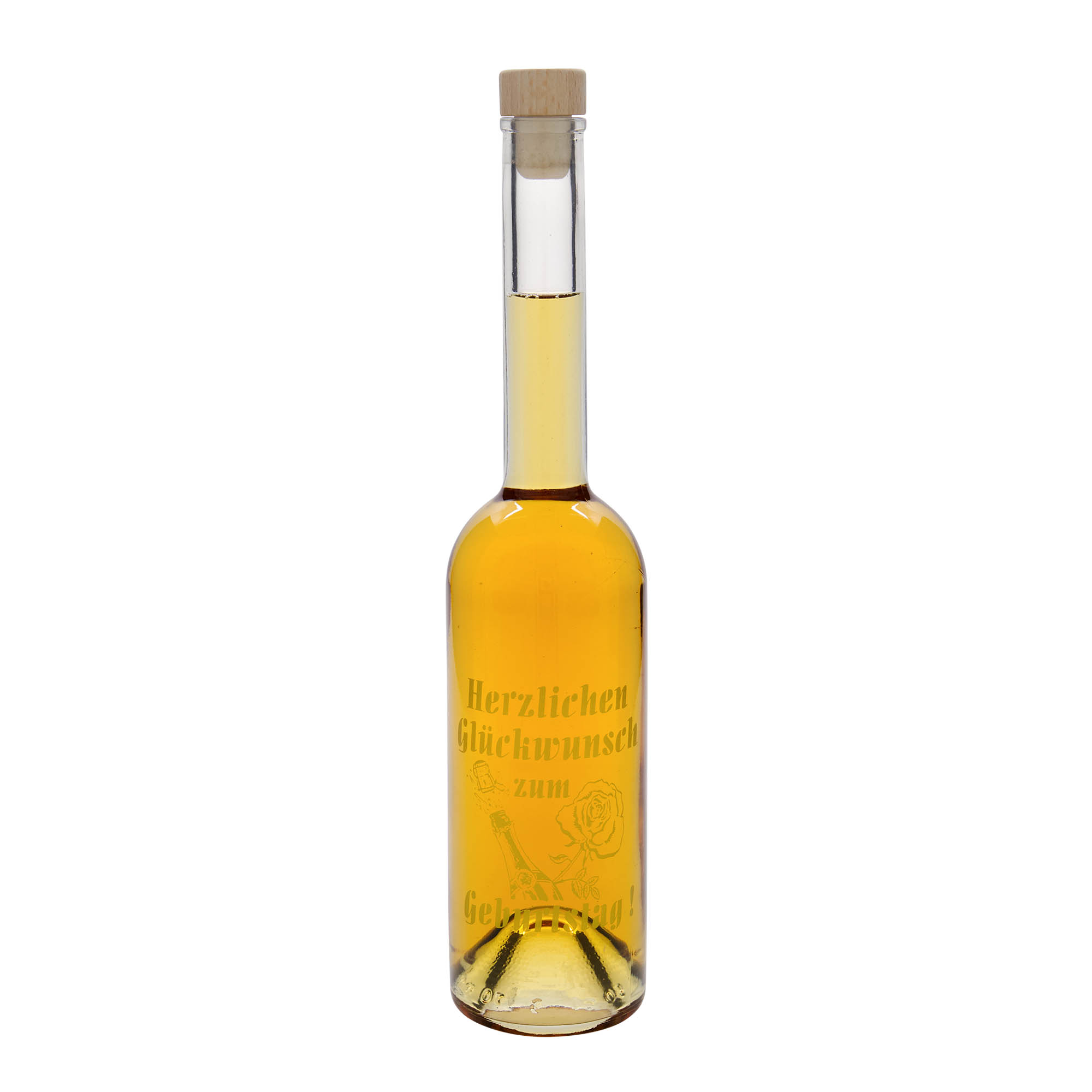 Glazen fles 'Opera', 500 ml, motief: Verjaardagsfles, monding: kurk
