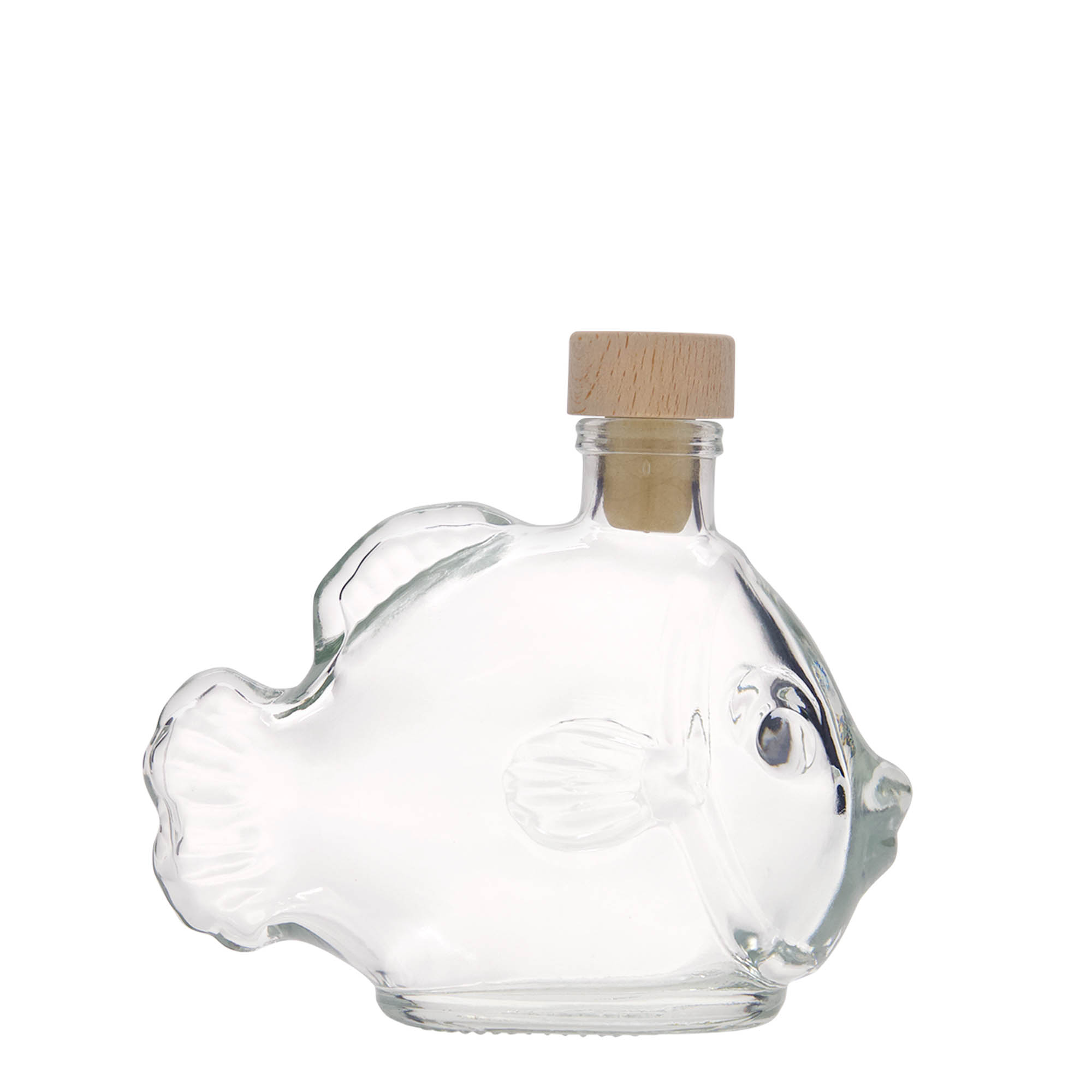 Glazen fles 'Vissen', 200 ml, monding: kurk Glazen fles 'Vissen', 200 ml, monding: kurk