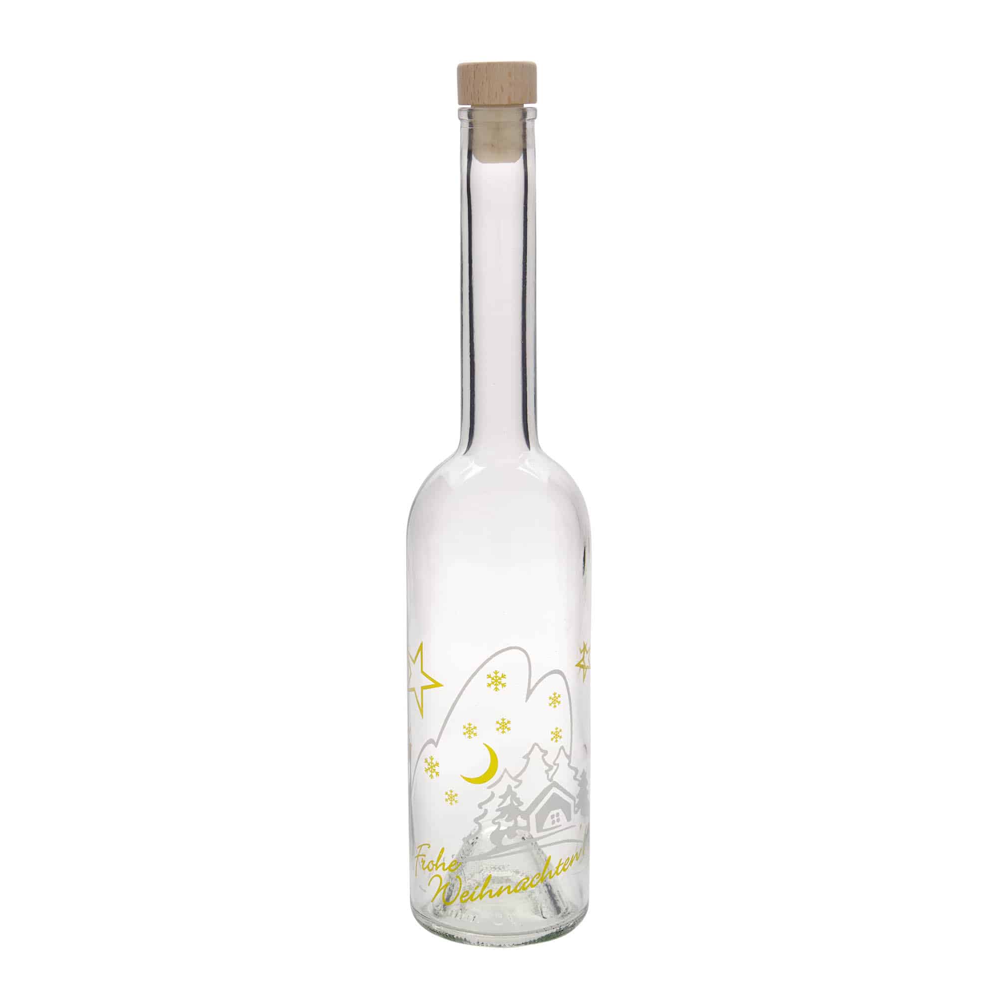 Glazen fles 'Opera', 500 ml, motief: Kerstidylle, monding: kurk