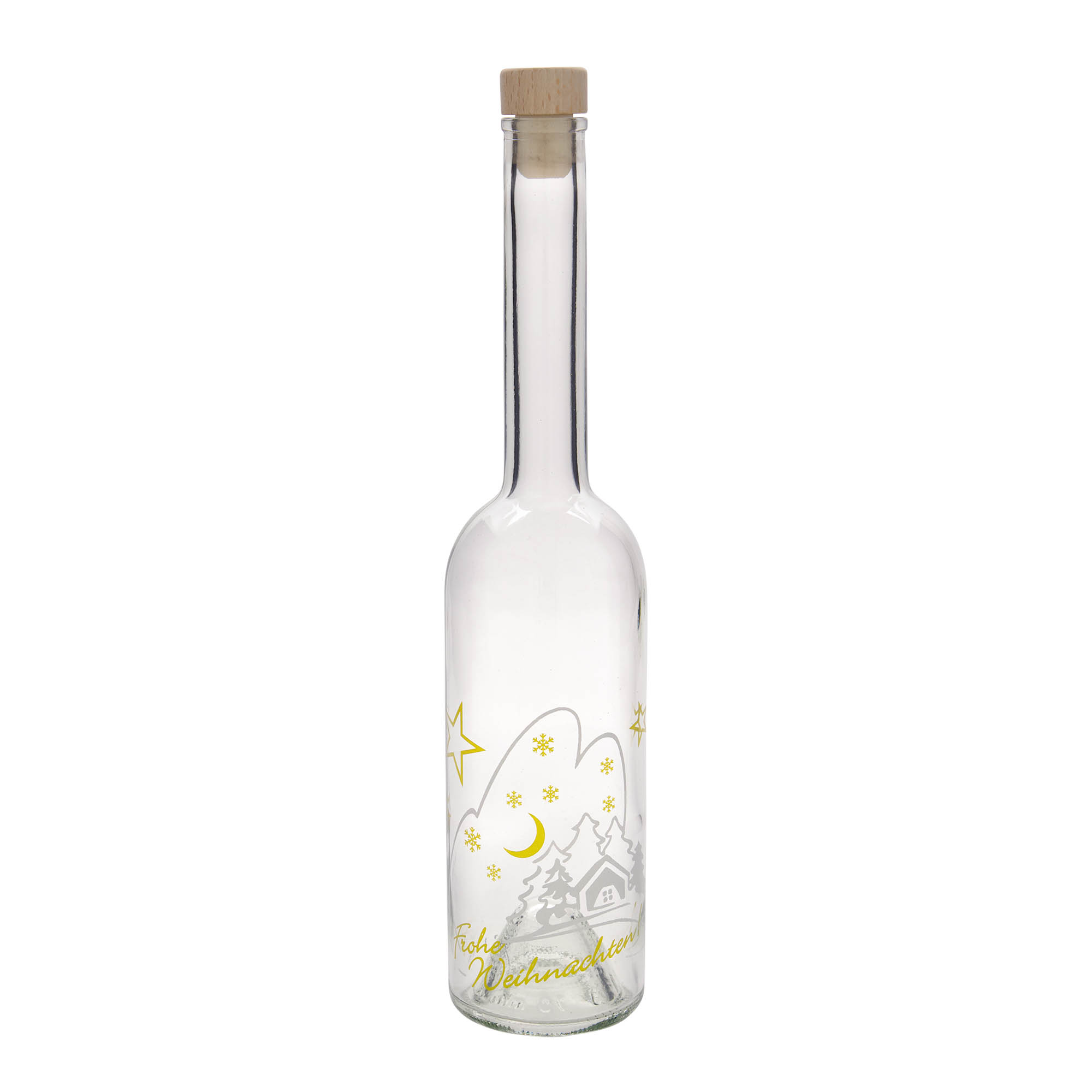 Glazen fles 'Opera', 500 ml, motief: Kerstidylle, monding: kurk Glazen fles 'Opera', 500 ml, motief: Kerstidylle, monding: kurk