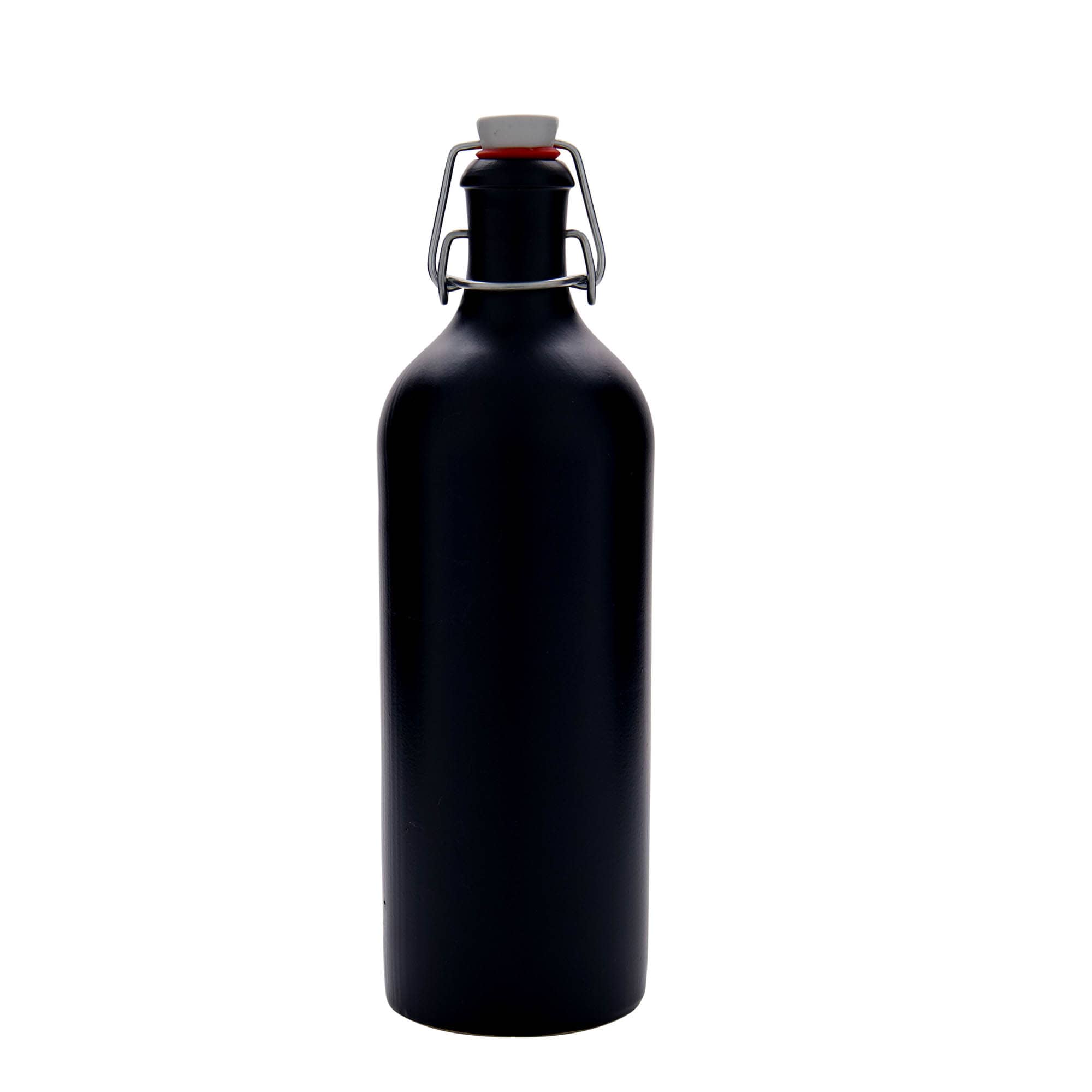 Chope en terre cuite 750 ml, grès, noir, bouchage: bouchon mécanique
