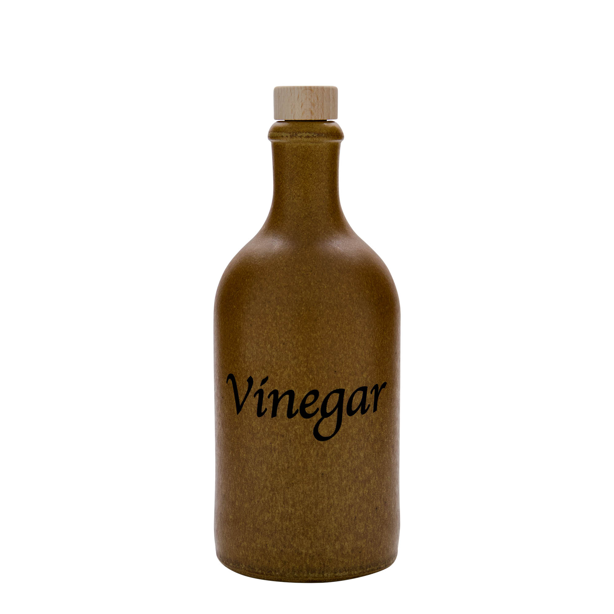 Chope en terre cuite 500 ml, motif : vinaigre, grès, cristal brun, bouchage: bouchon Chope en terre cuite 500 ml, motif : vinaigre, grès, cristal brun, bouchage: bouchon