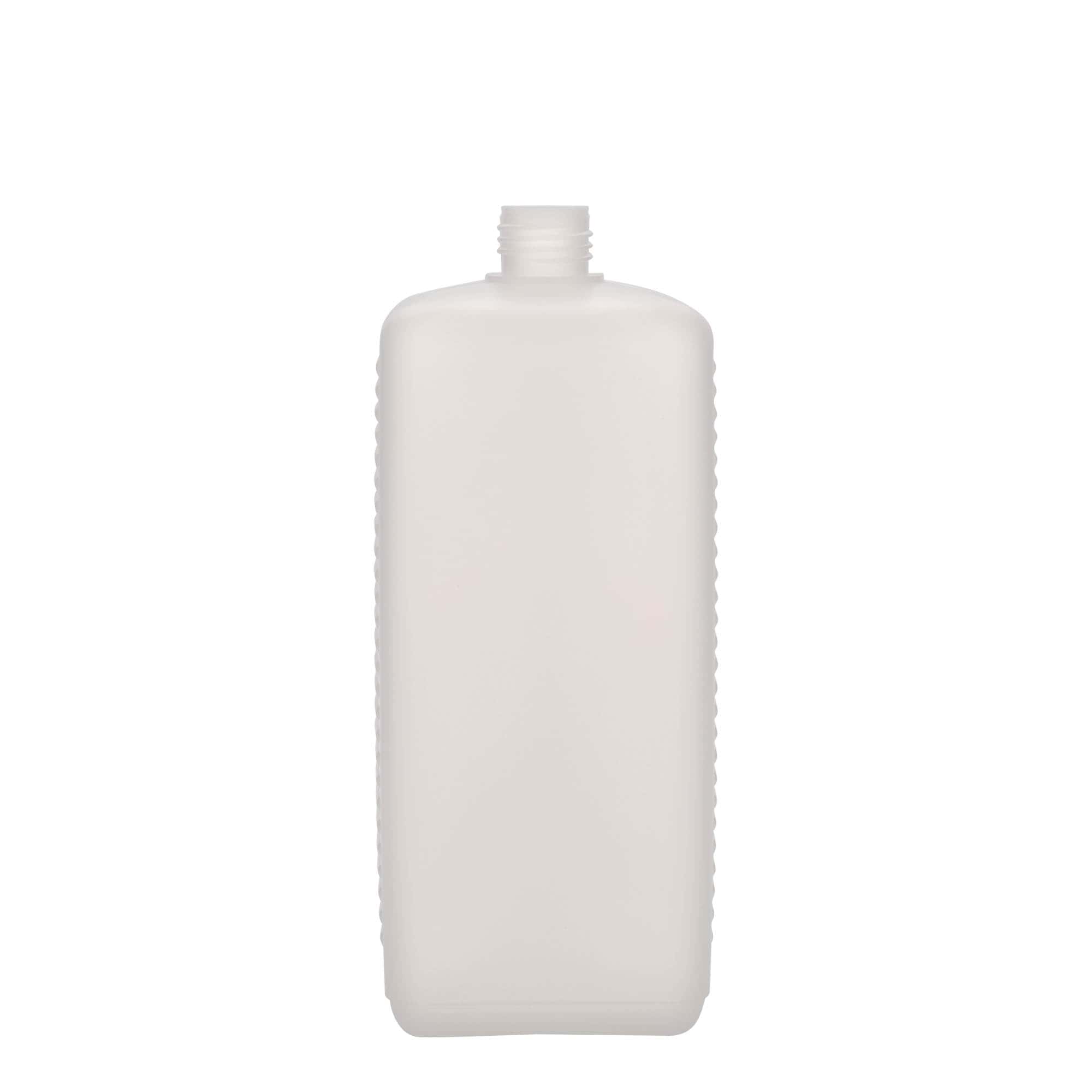 Canisterfles, 1000 ml, rechthoekig, HDPE-kunststof, naturel, monding: DIN 25 EPE