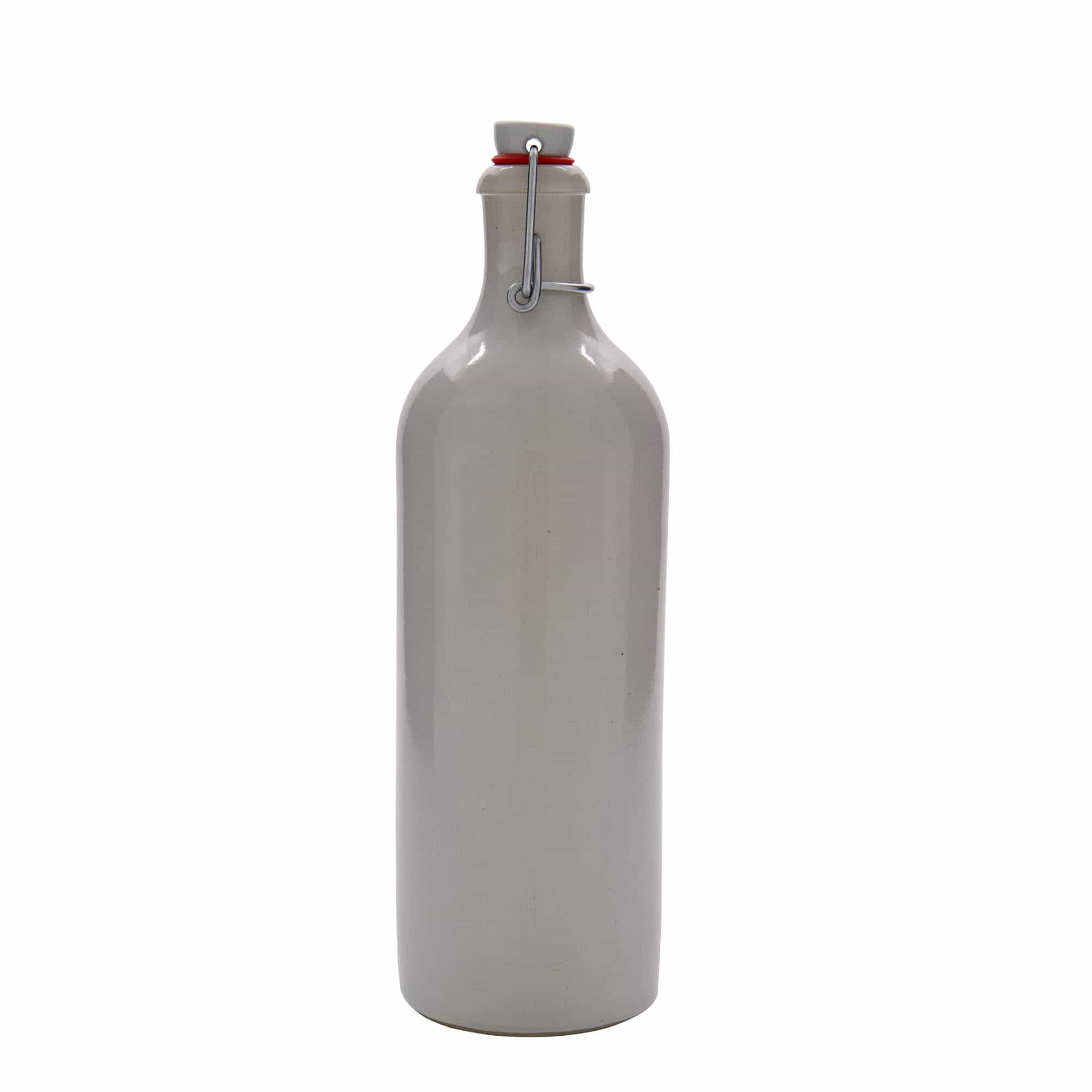 Keramische kruik, 750 ml, steengoed, wit, monding: beugelsluiting