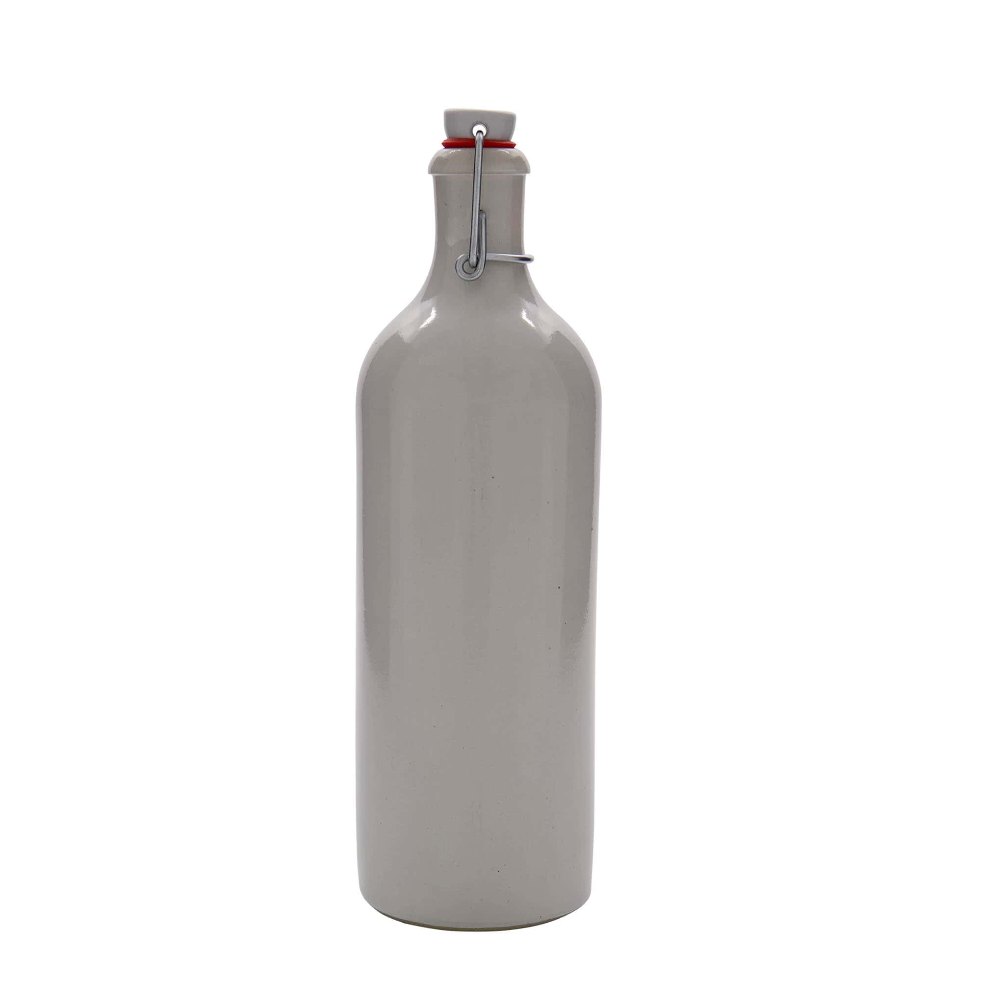 Keramische kruik, 750 ml, steengoed, wit, monding: beugelsluiting
