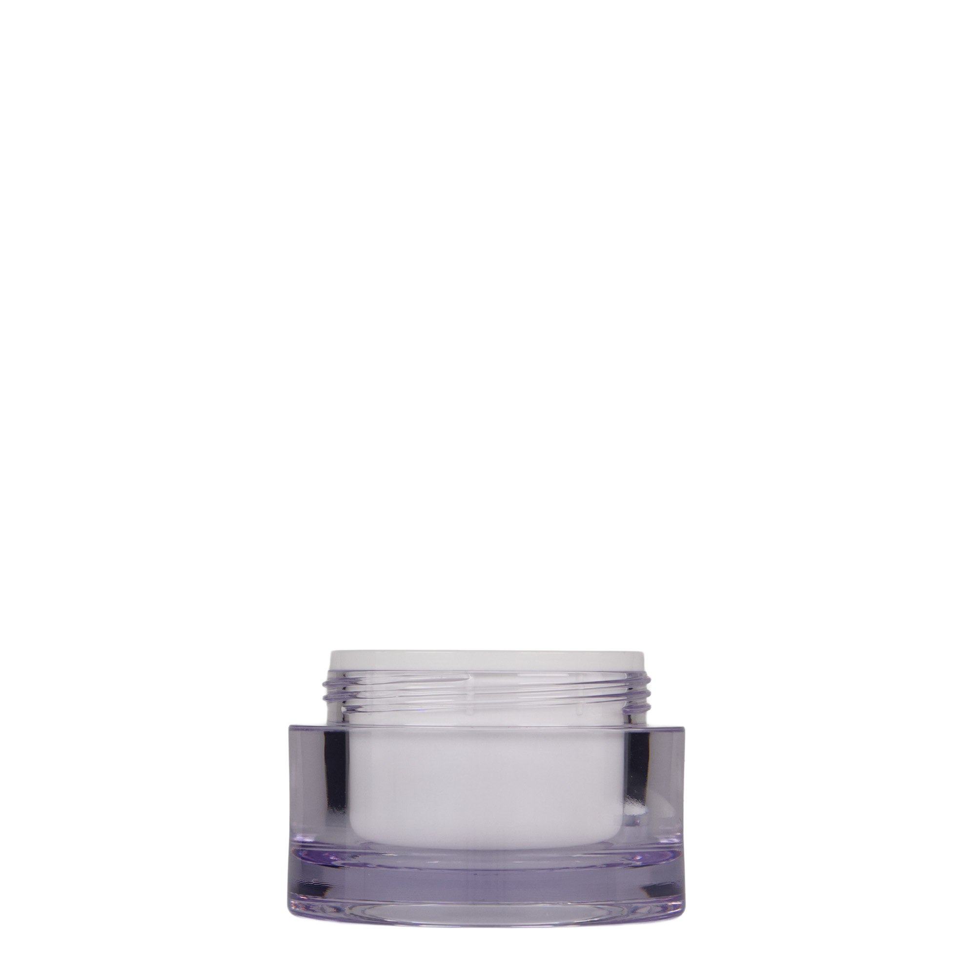 Pot 50 ml , plastique SAN, blanc, bouchage: Bougage à vis