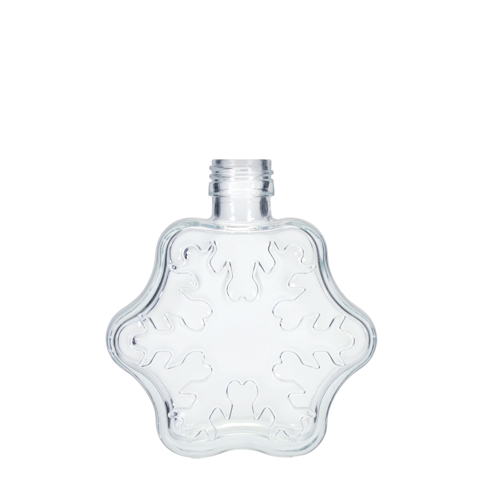 Bouteille en verre de 200 ml 'Flocon de Neige', bouchage: PP 28