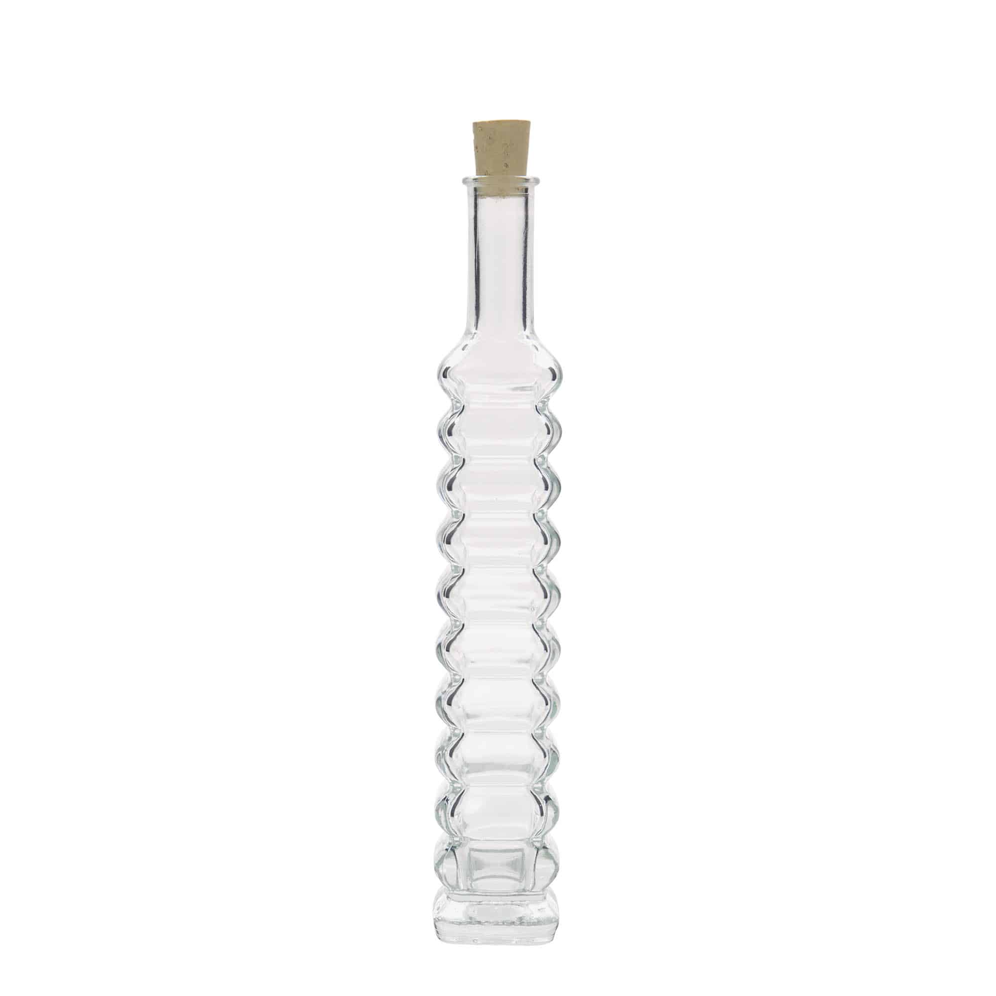 Glazen fles 'Roma', 100 ml, vierkant, monding: kurk