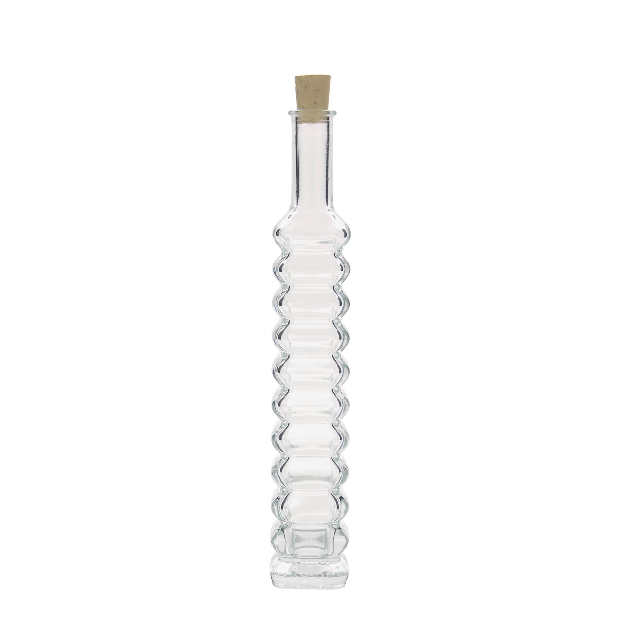 Glazen fles 'Roma', 100 ml, vierkant, monding: kurk