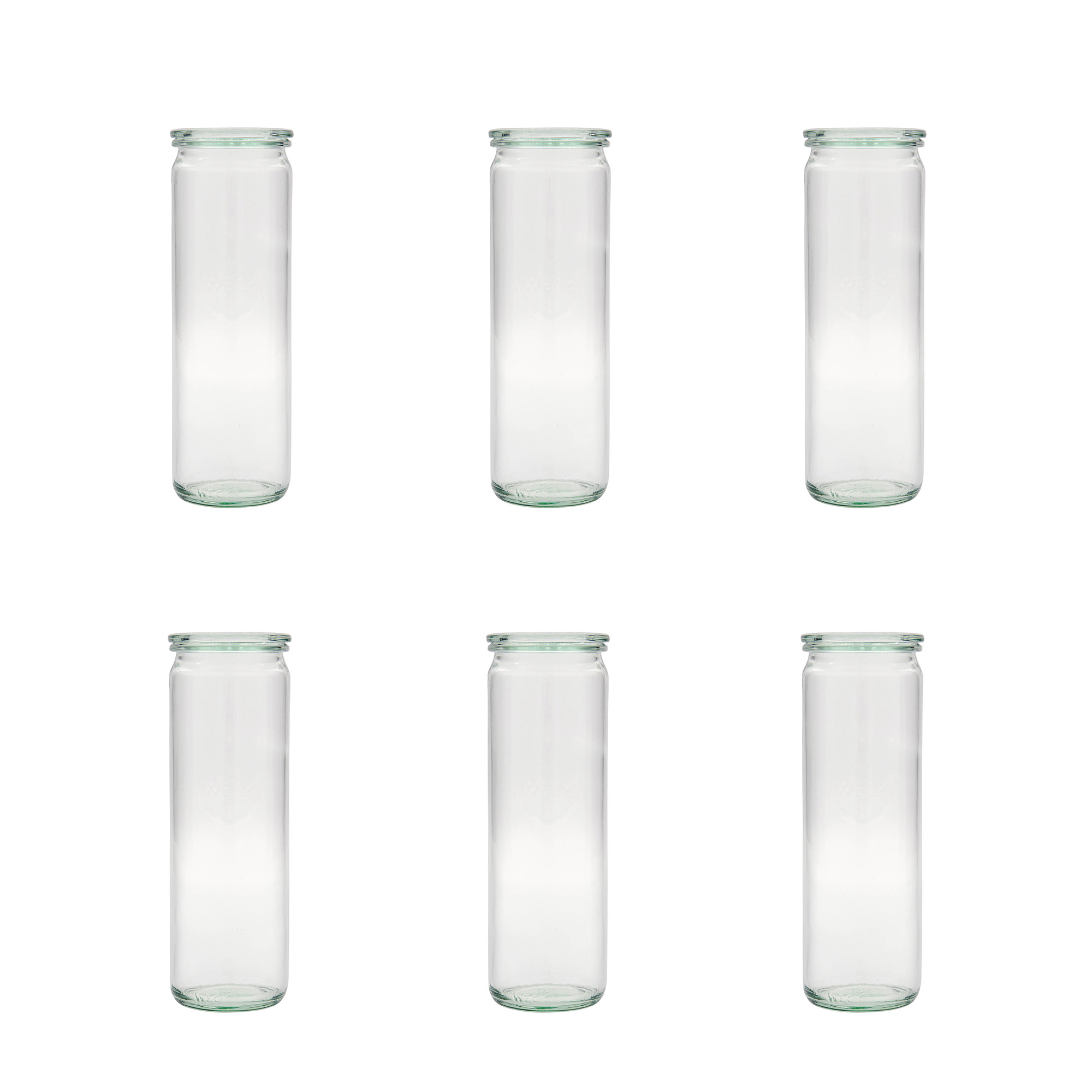 6x 600 ml WECK-cilinderglas met glazen deksel RR 60