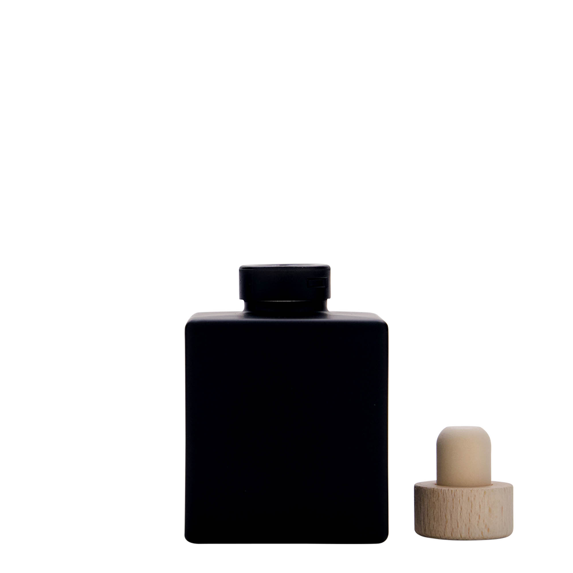 Bouteille en verre 100 ml 'Cube', carrée, noire, bouchage: bouchon Bouteille en verre 100 ml 'Cube', carrée, noire, bouchage: bouchon