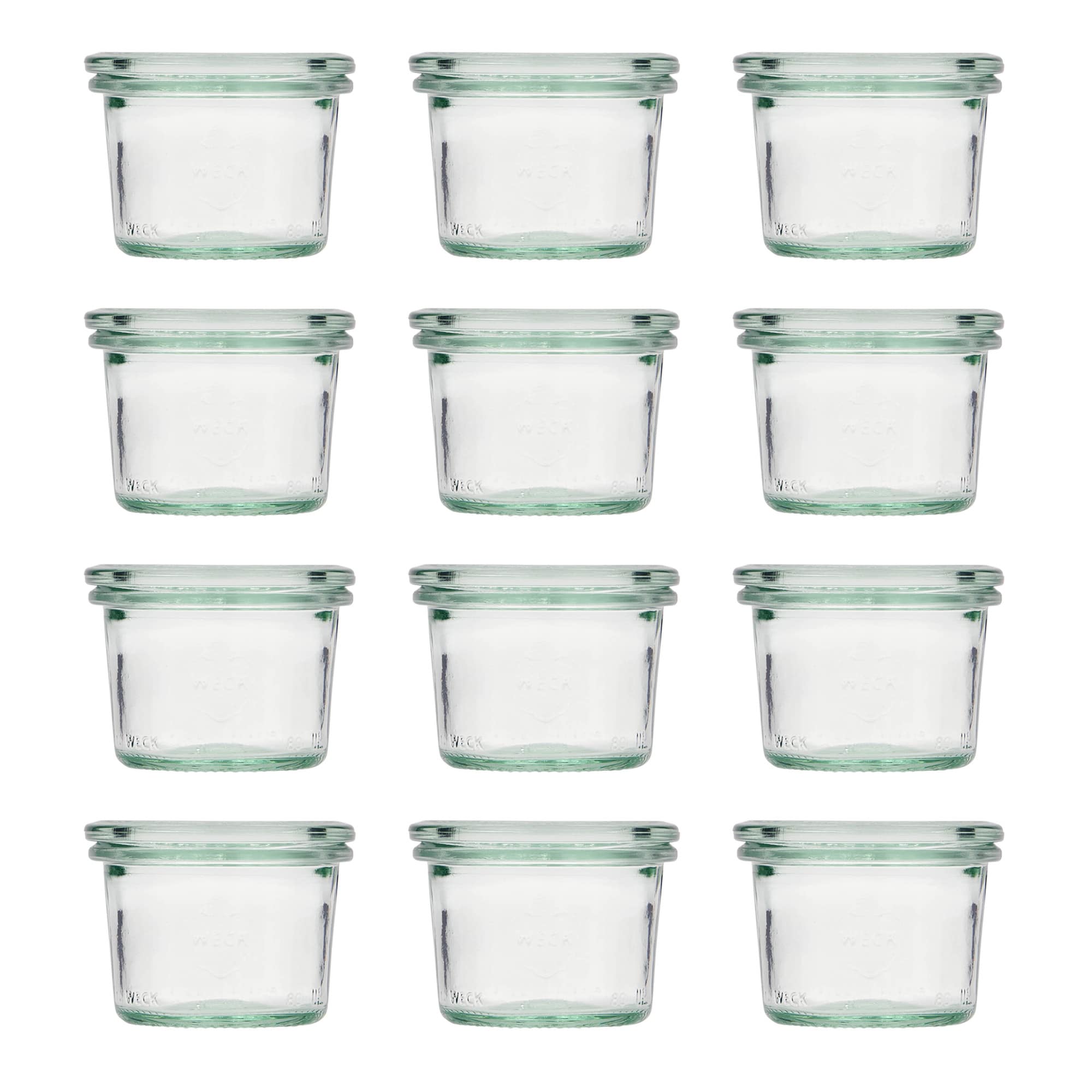 12x 80 ml WECK-stortglas met glazen deksel RR 60