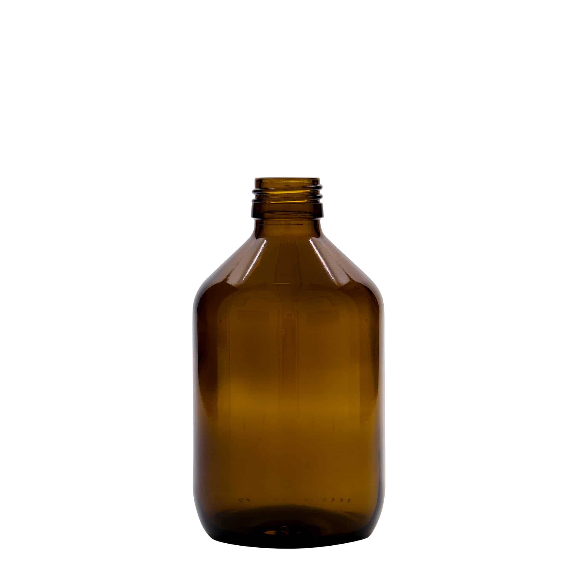 Flacon pharmaceutique 300 ml, brun, verre, bouchage: PP 28 Flacon pharmaceutique 300 ml, brun, verre, bouchage: PP 28