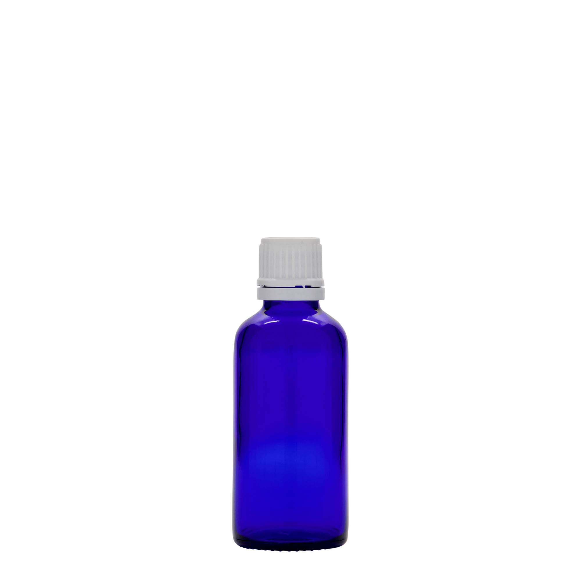 Medicijnfles, 50 ml, glas, koningsblauw, monding: DIN 18