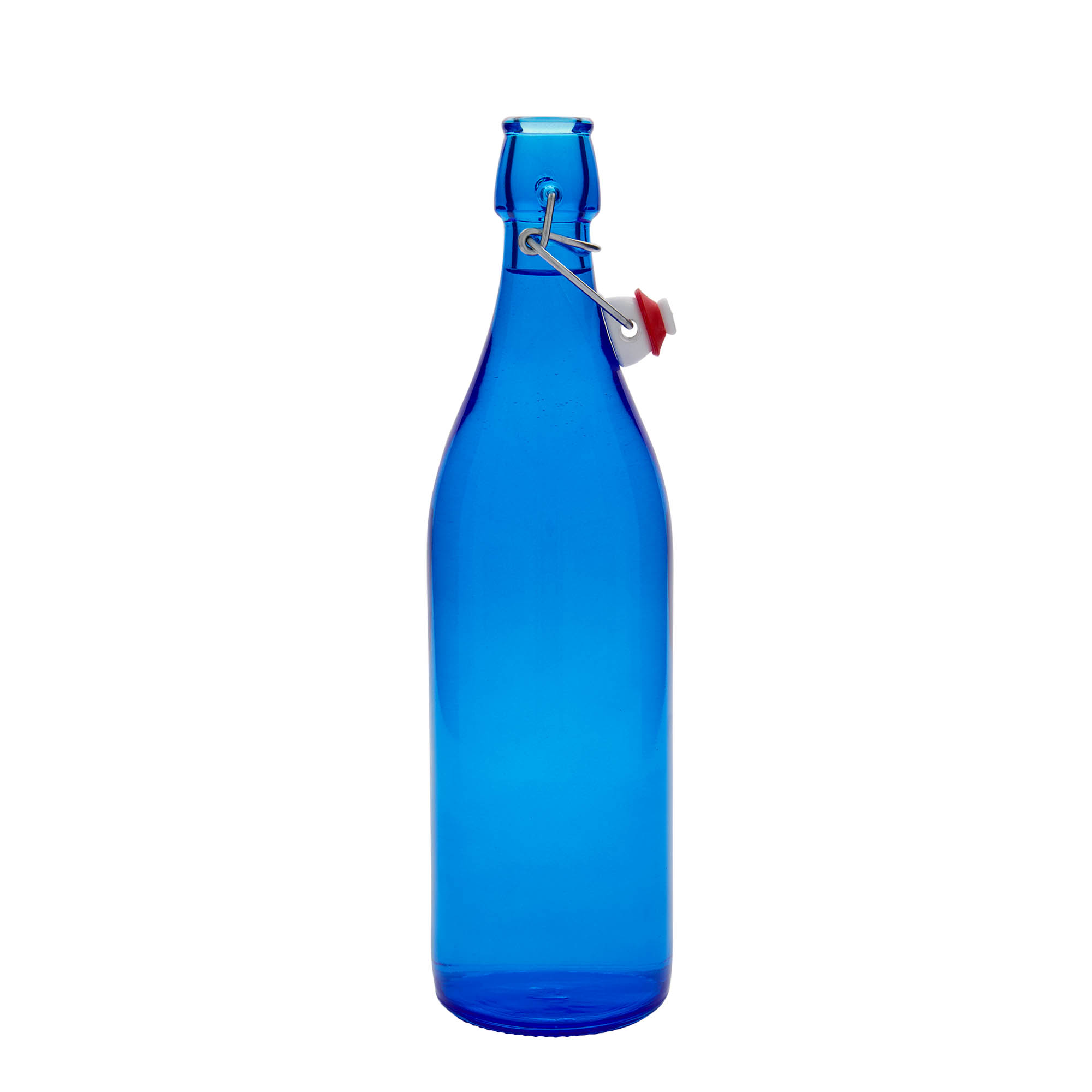 Glazen fles 'Giara', 1000 ml, blauw, monding: beugelsluiting Glazen fles 'Giara', 1000 ml, blauw, monding: beugelsluiting