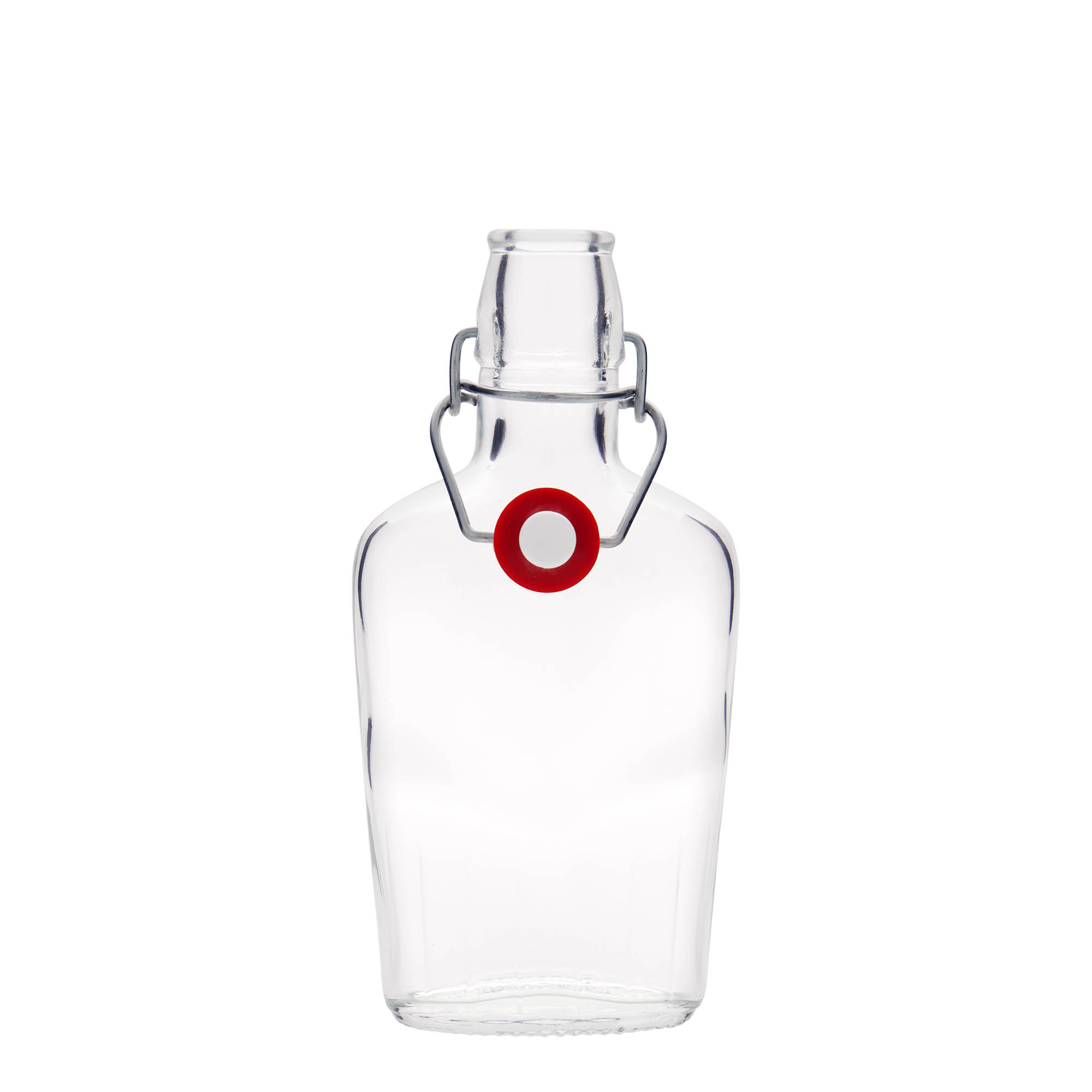 Glazen fles 'Fiaschetta', 250 ml, ovaal, monding: beugelsluiting Glazen fles 'Fiaschetta', 250 ml, ovaal, monding: beugelsluiting