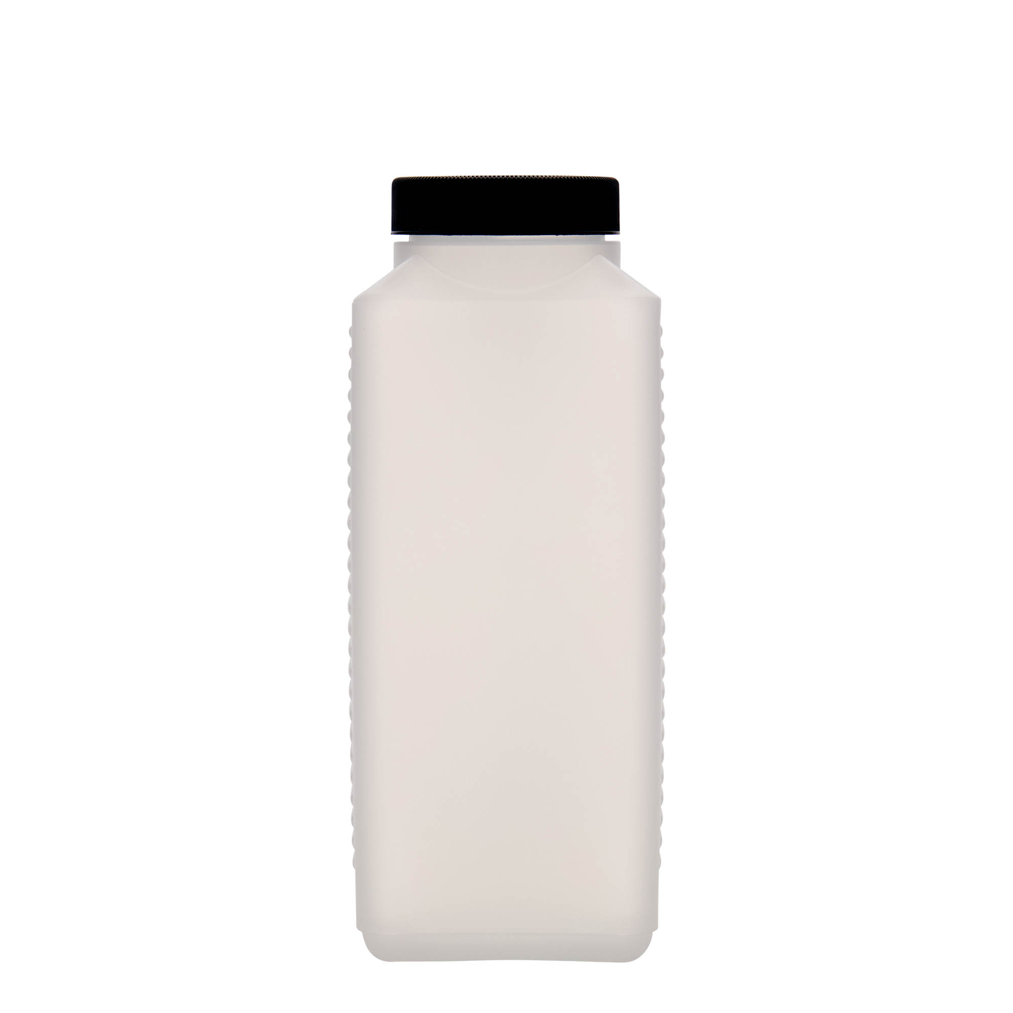 Bouteille à col large 1 000 ml, rectangulaire, plastique PEHD, nature, bouchage: DIN 60 EPE