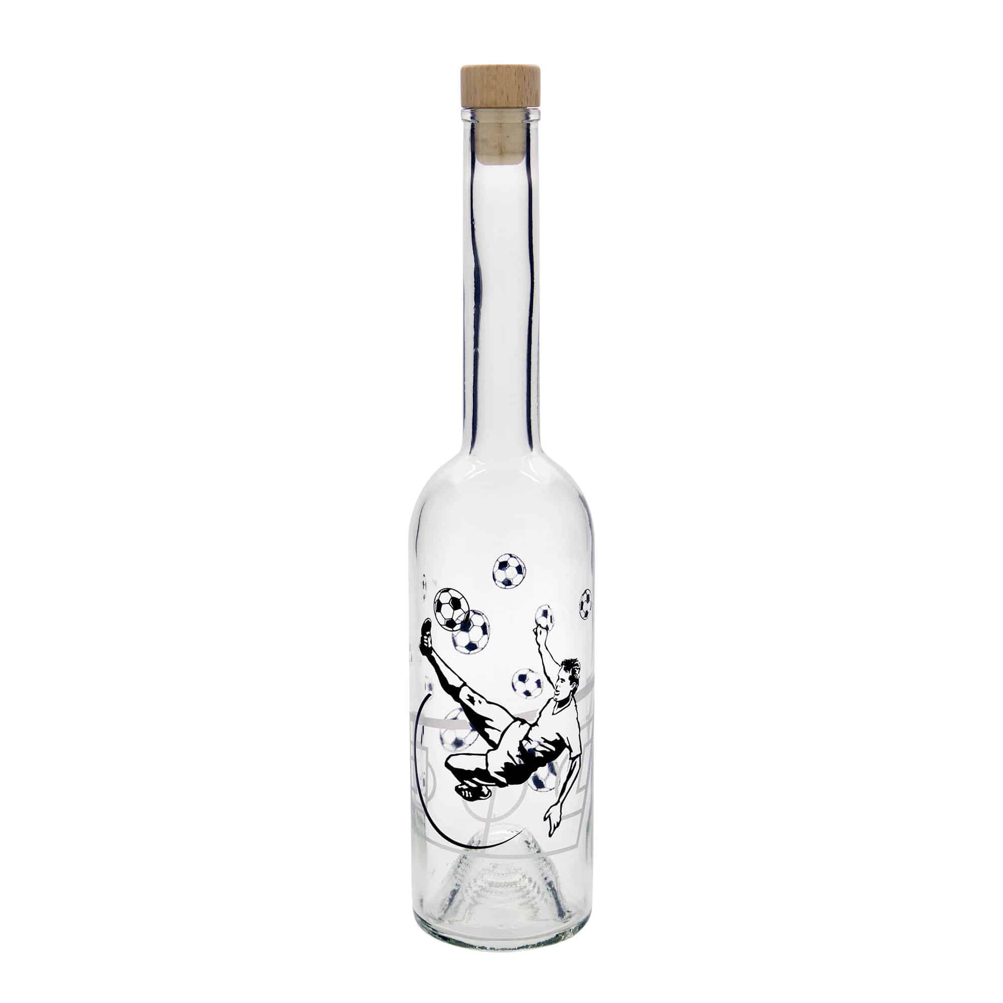 Bouteille en verre 500 ml « Opera », motif : joueur de football, bouchage: bouchon