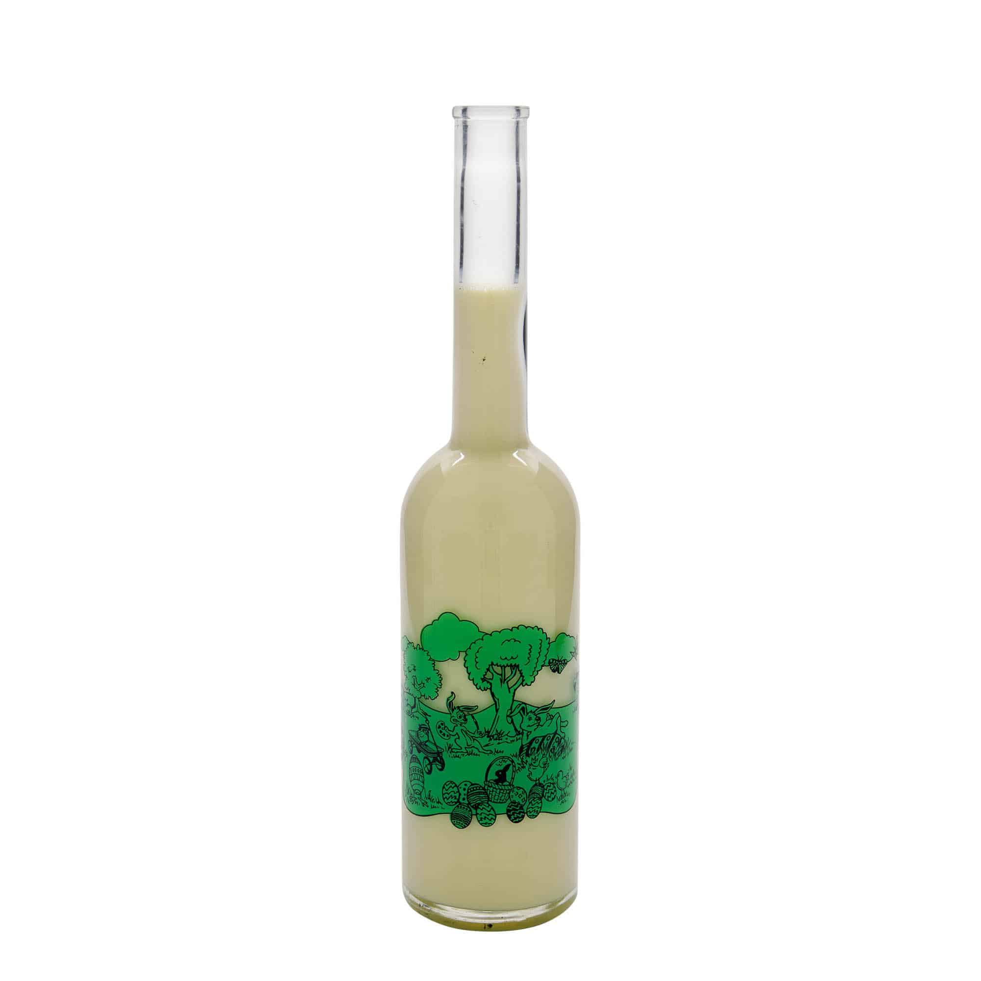 Glazen fles 'Opera', 500 ml, motief: Vrolijk Pasen, monding: kurk Glazen fles 'Opera', 500 ml, motief: Vrolijk Pasen, monding: kurk