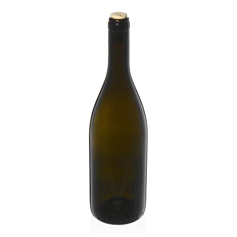 Wijnfles 'Tiffany', 750 ml, antiekgroen, monding: kurk