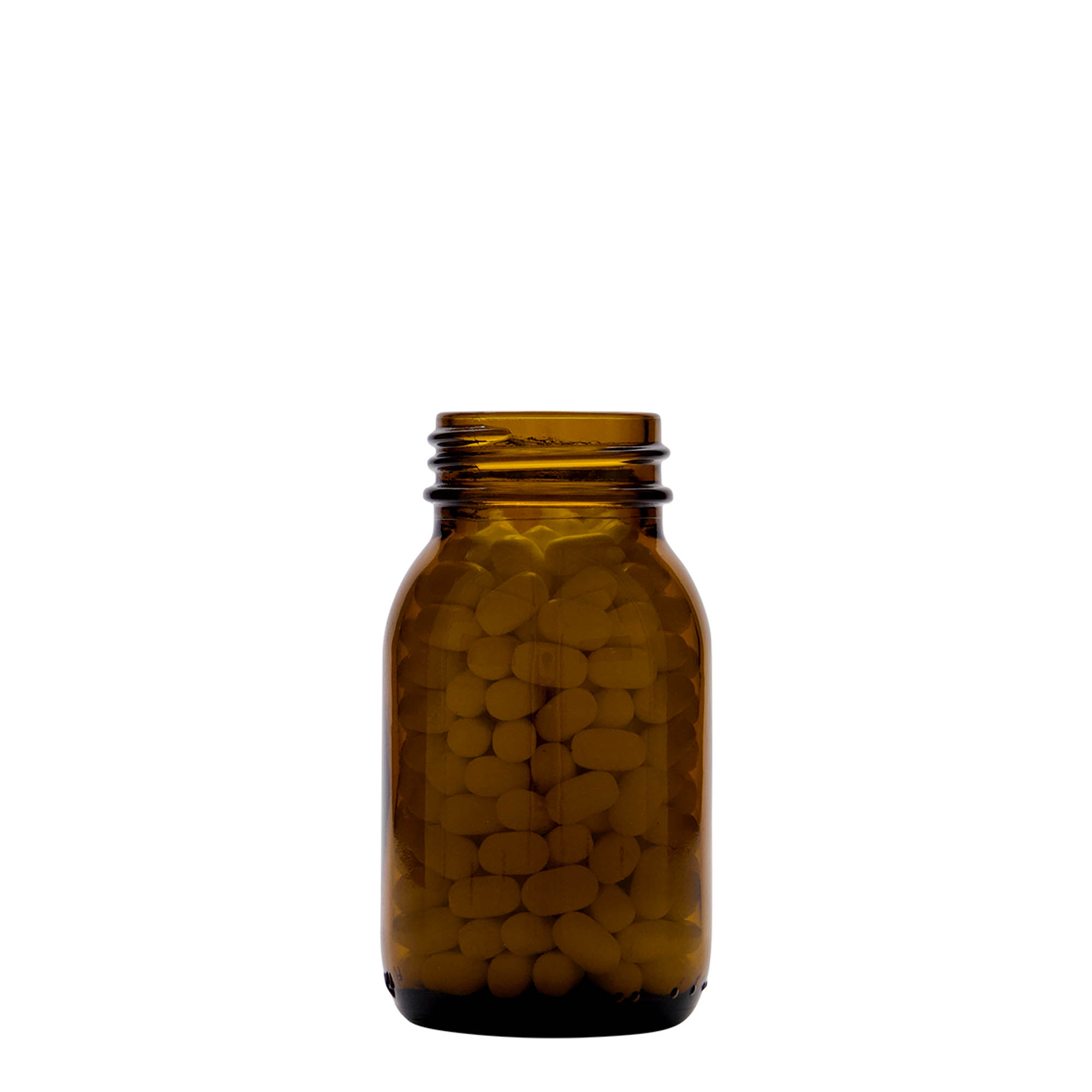 Pot met brede hals, 125 ml, bruin, monding: DIN 40