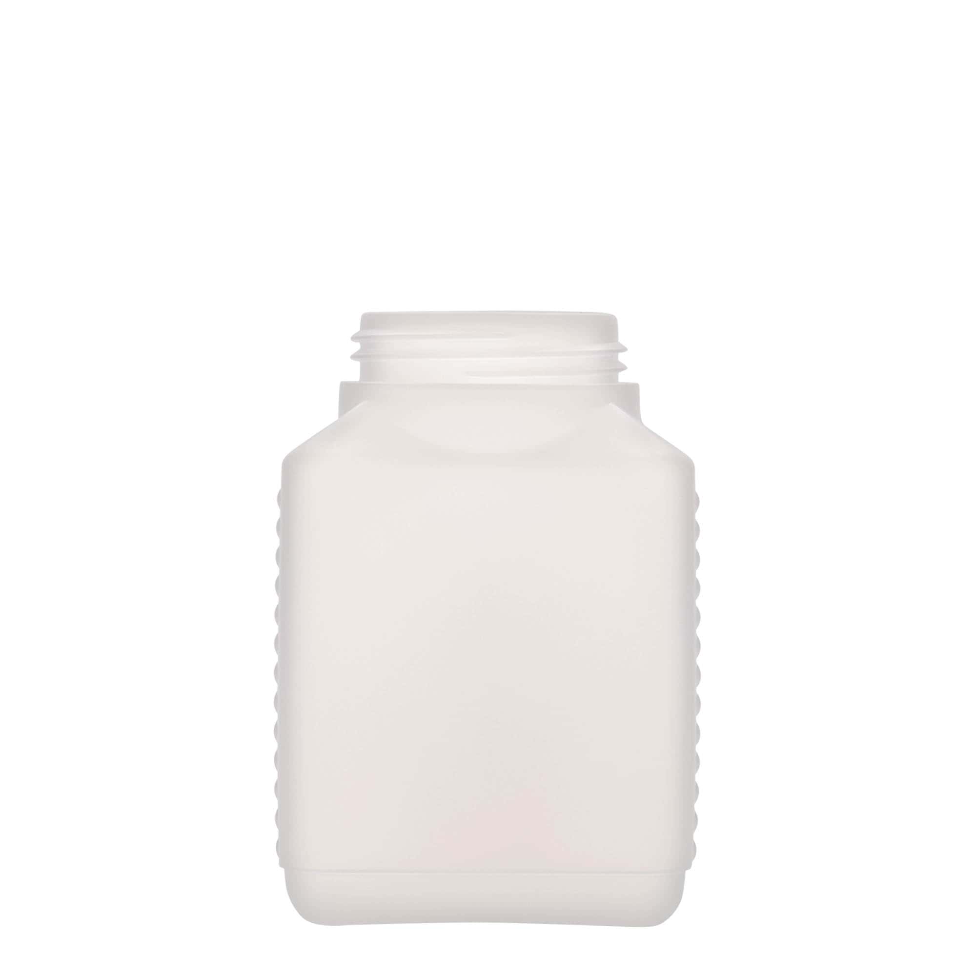 Fles met brede hals, 500 ml, rechthoekig, HDPE-kunststof, naturel, monding: DIN 60 EPE Fles met brede hals, 500 ml, rechthoekig, HDPE-kunststof, naturel, monding: DIN 60 EPE
